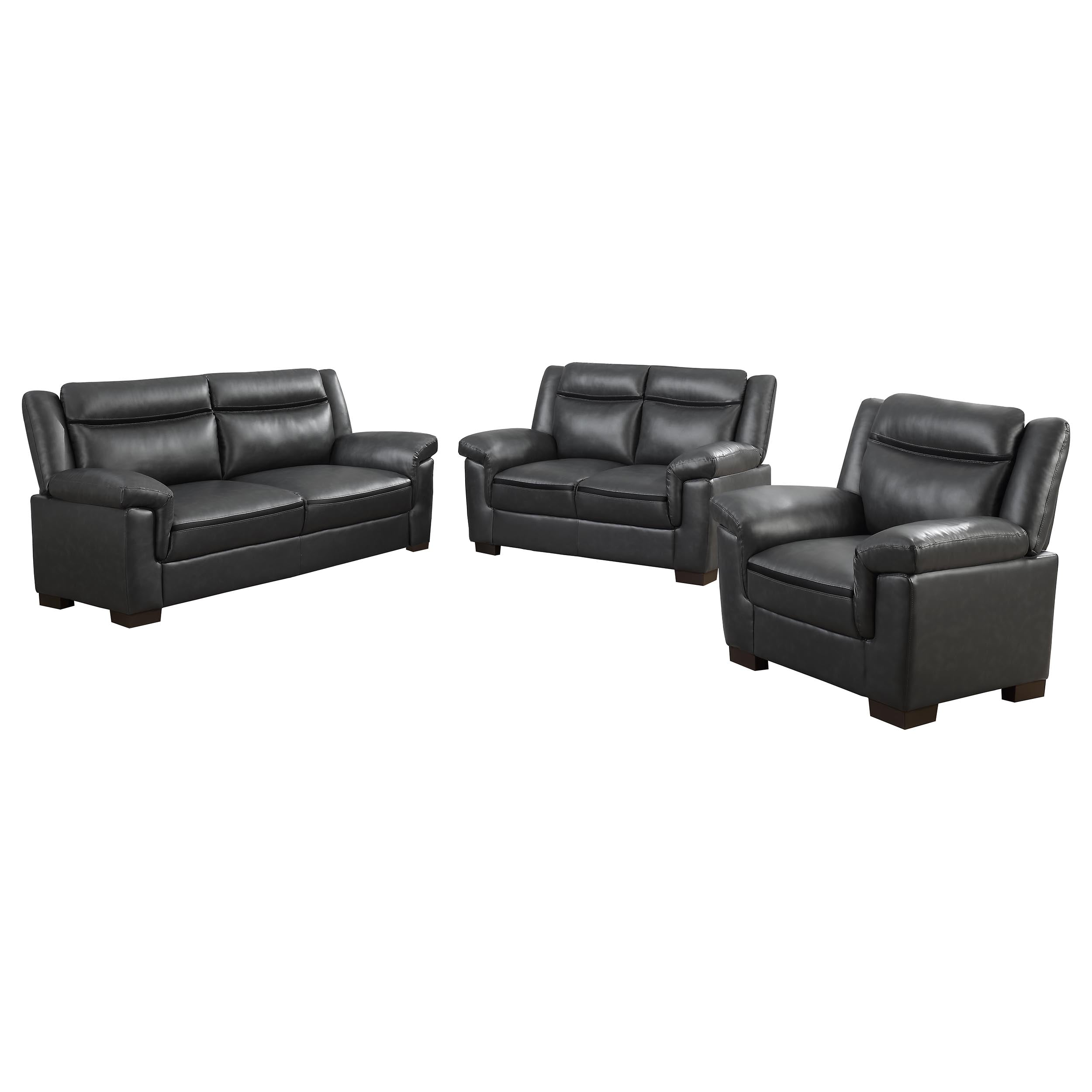 Arabella 3-piece Upholstered Padded Arm Sofa Set Grey — view 2