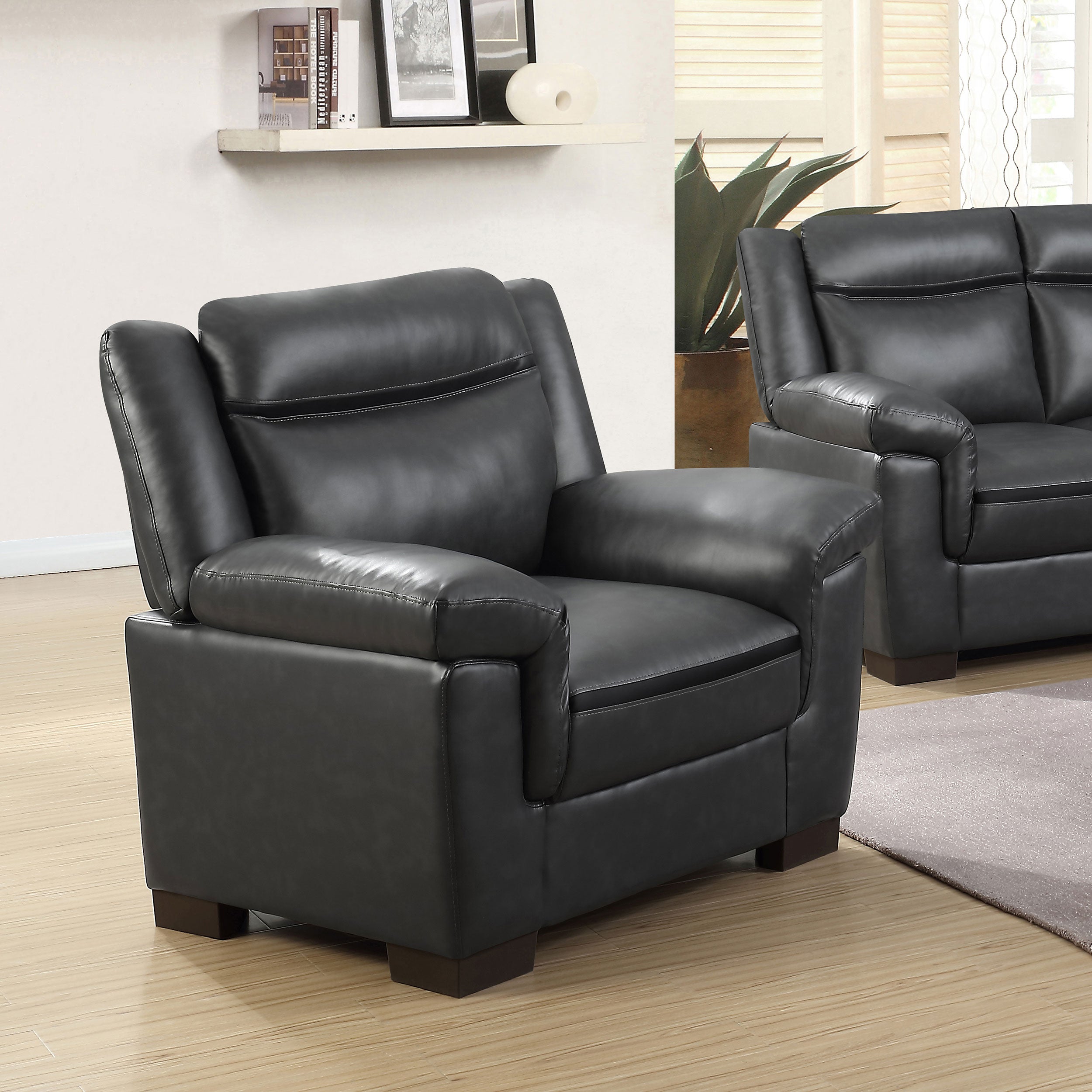 Arabella Upholstered Padded Arm Accent Chair Grey — view 2