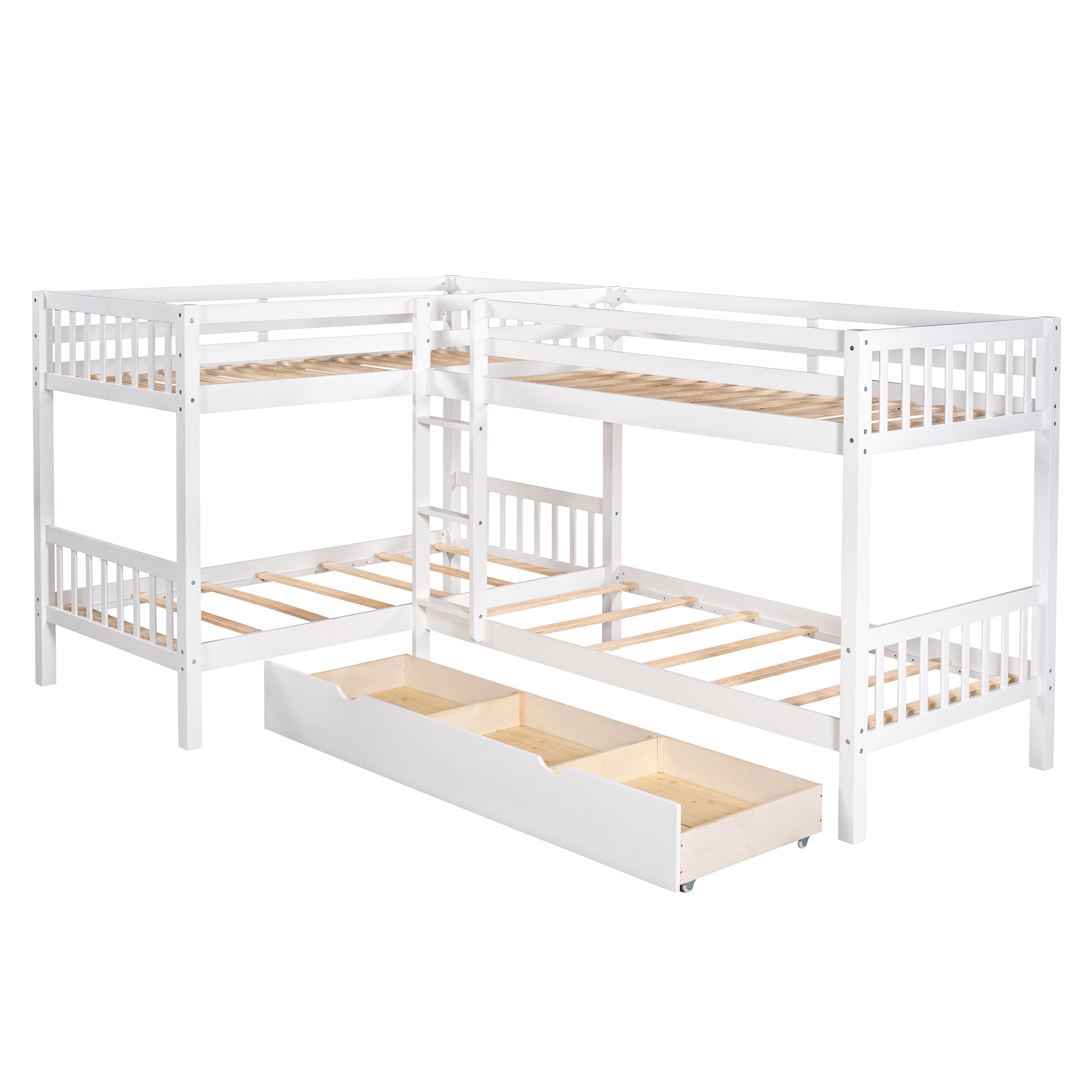 Twin L-Shaped Bunk bed with Drawers-Gray(OLD SKU :LP000038AAK) - Atlantic Fine Furniture Melbourne FL