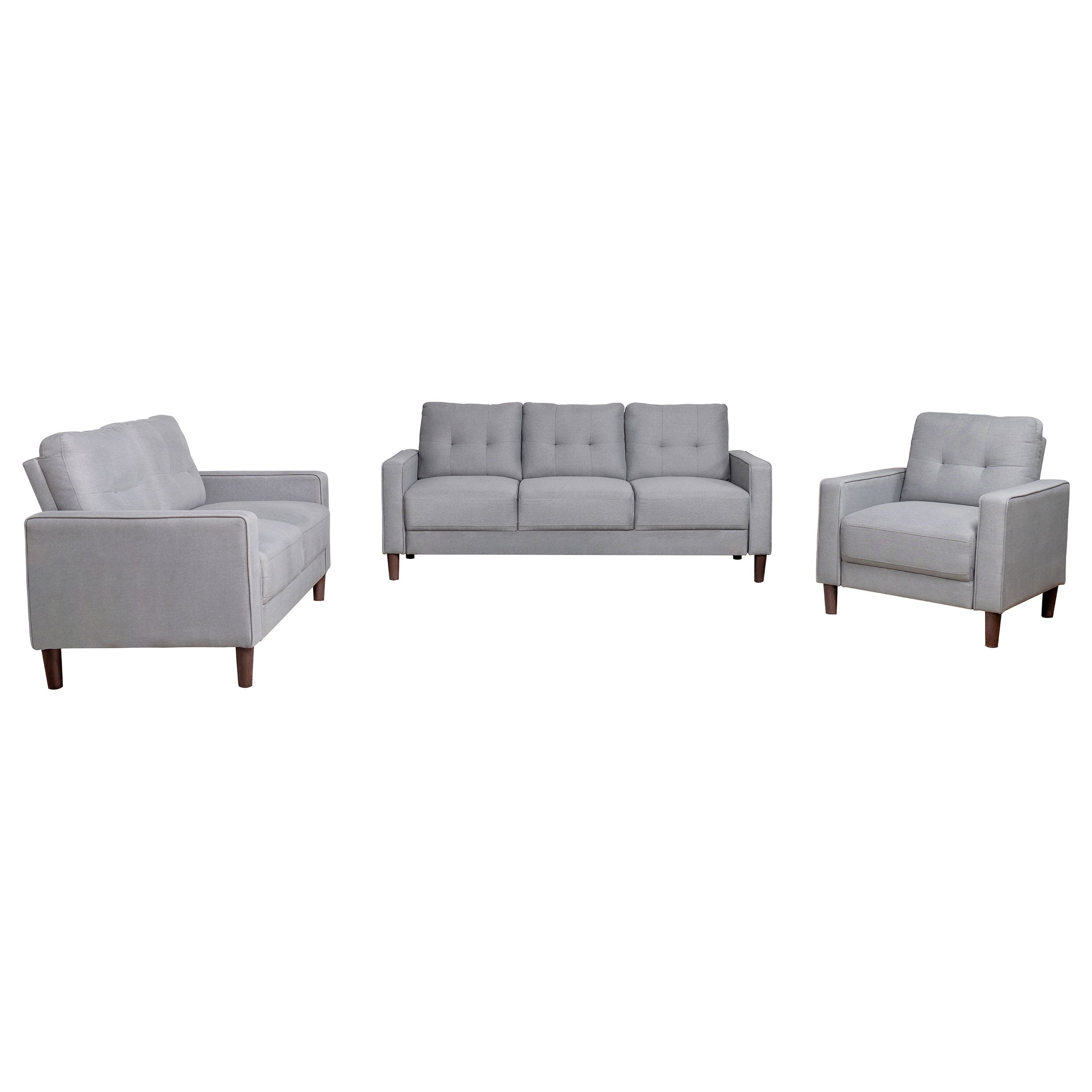 Bowen 3-piece Upholstered Track Arm Tufted Sofa Set Grey — view 2