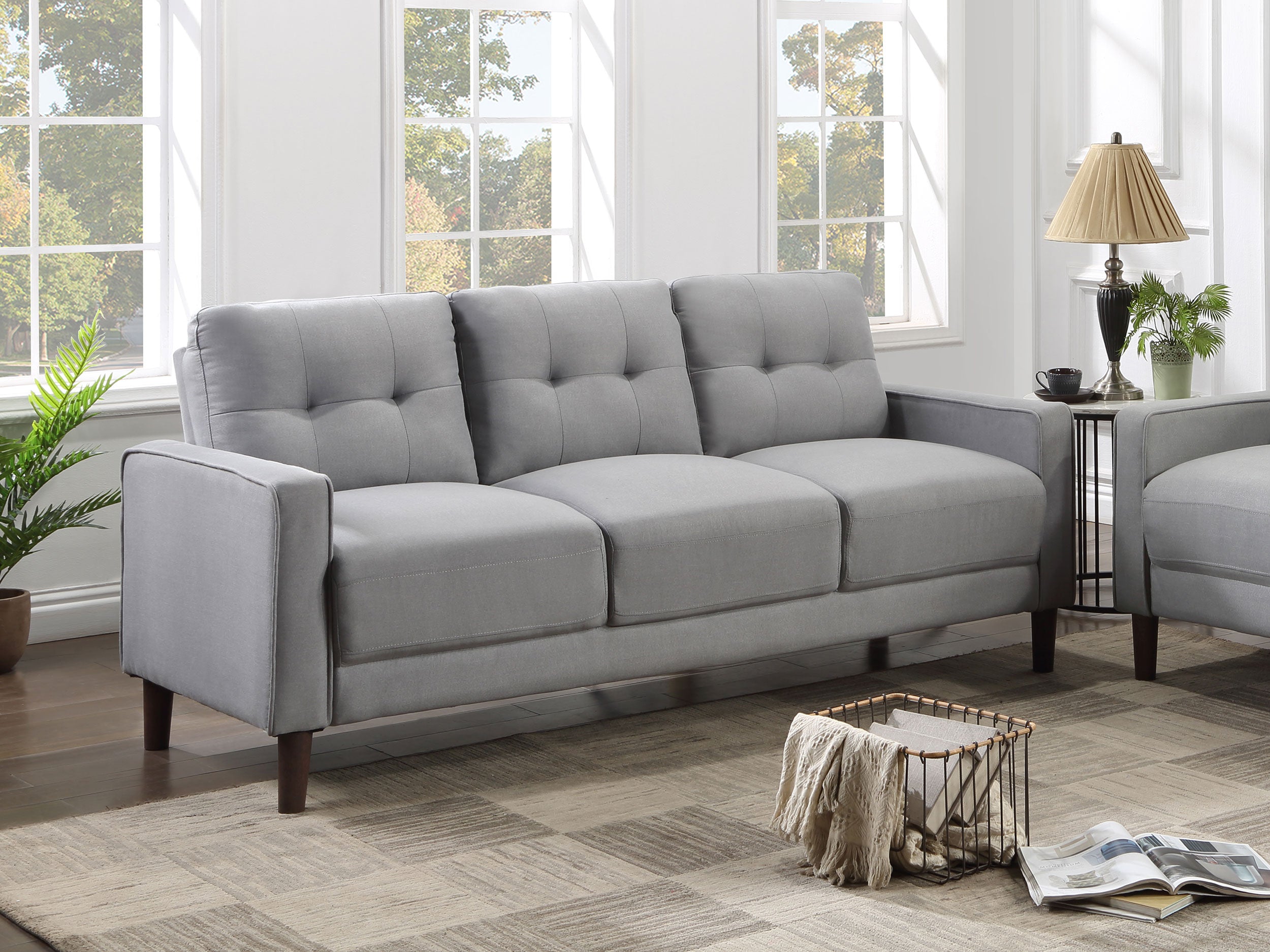 Bowen Upholstered Track Arm Tufted Sofa Grey — view 2