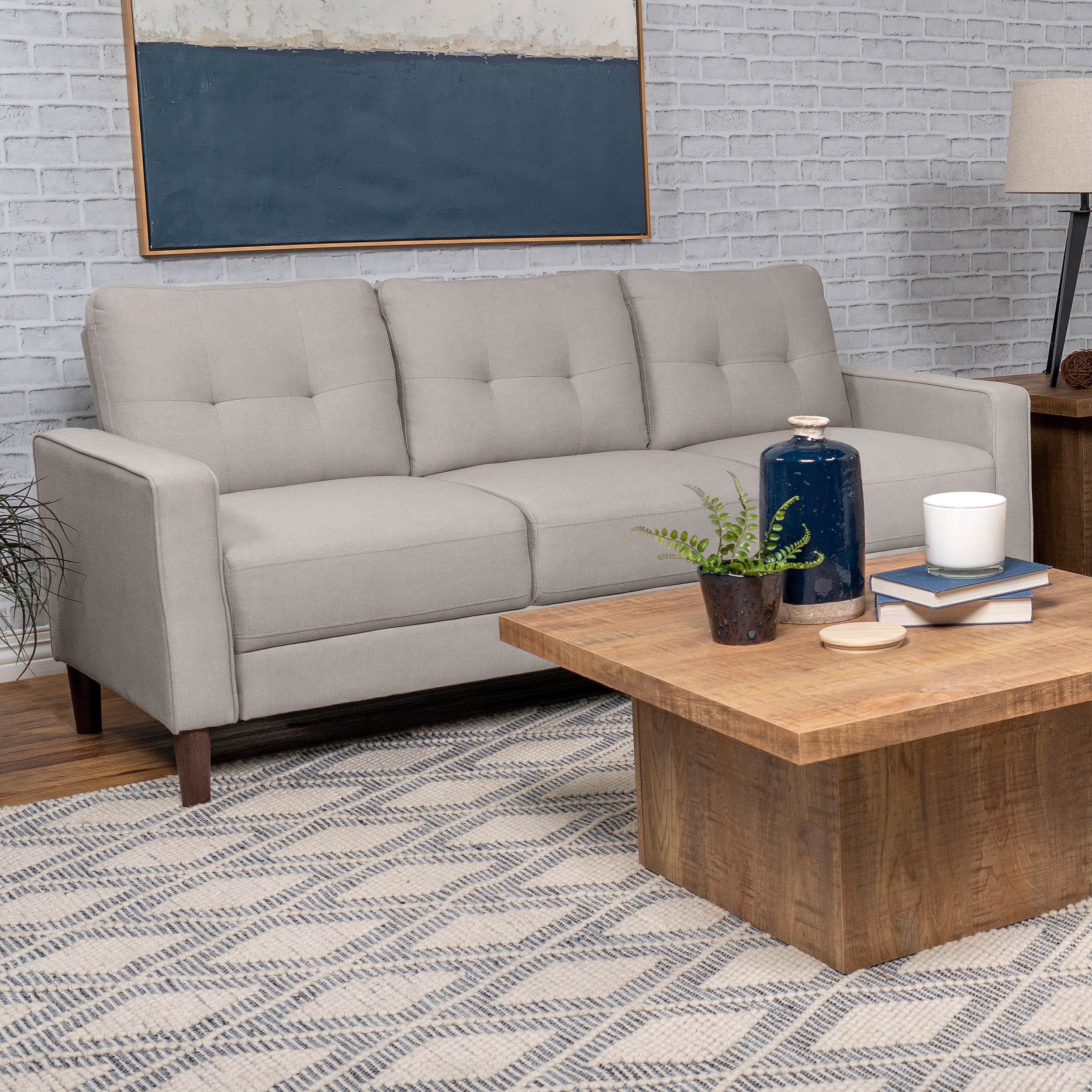 Bowen Upholstered Track Arm Tufted Sofa Beige — view 2