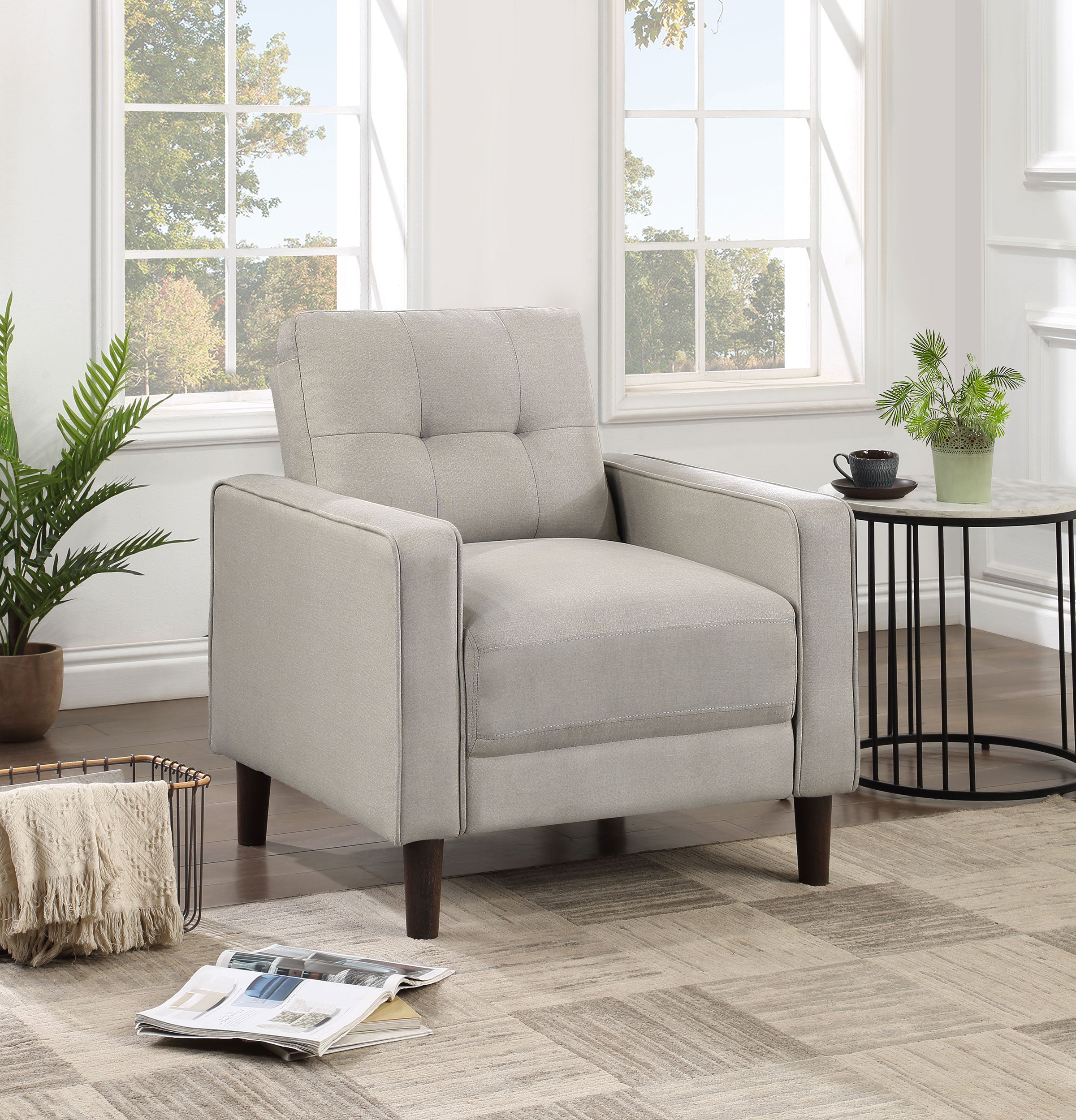 Bowen Upholstered Track Arm Tufted Accent Chair Beige — view 2