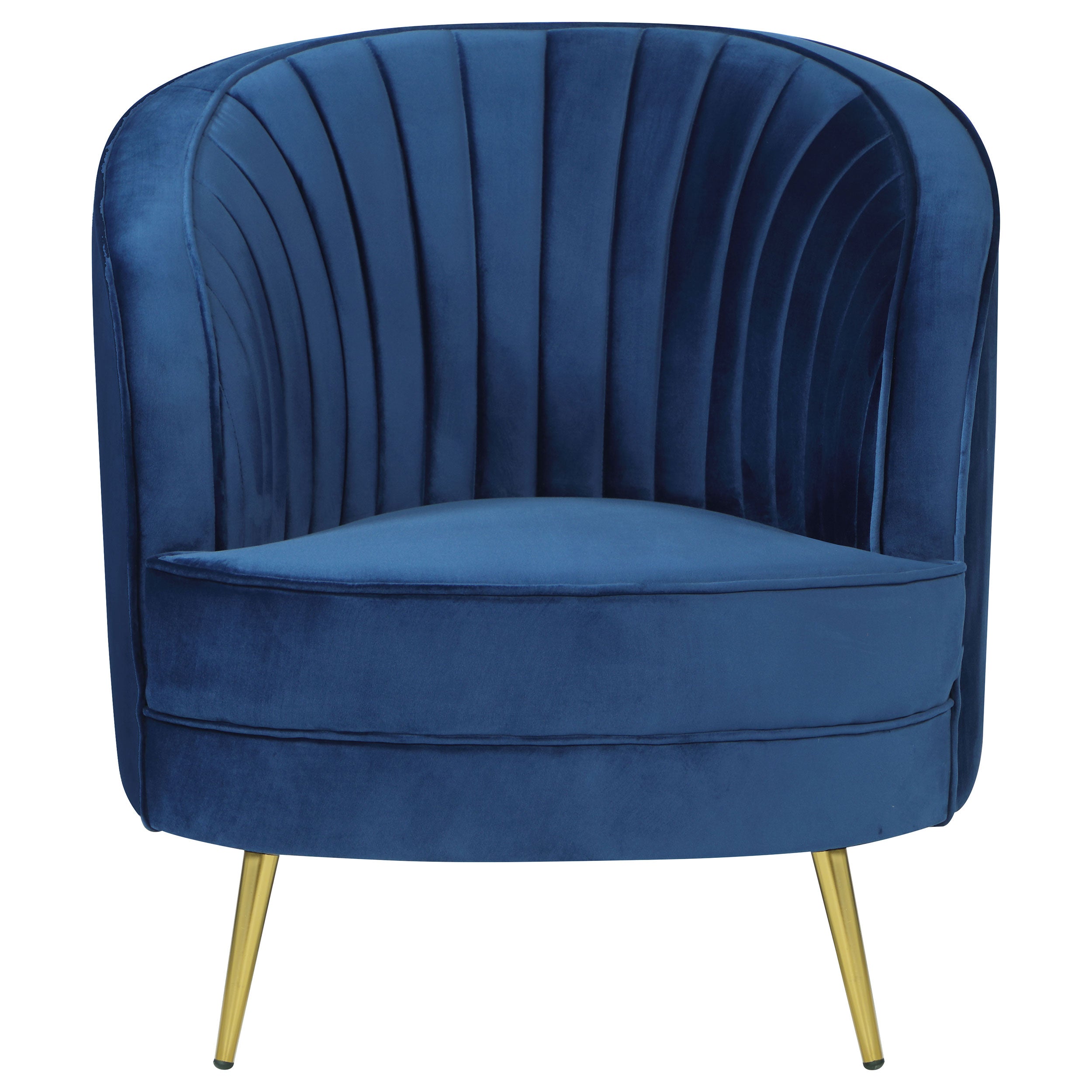 Sophia Upholstered Channel Tufted Barrel Accent Chair Blue — view 3
