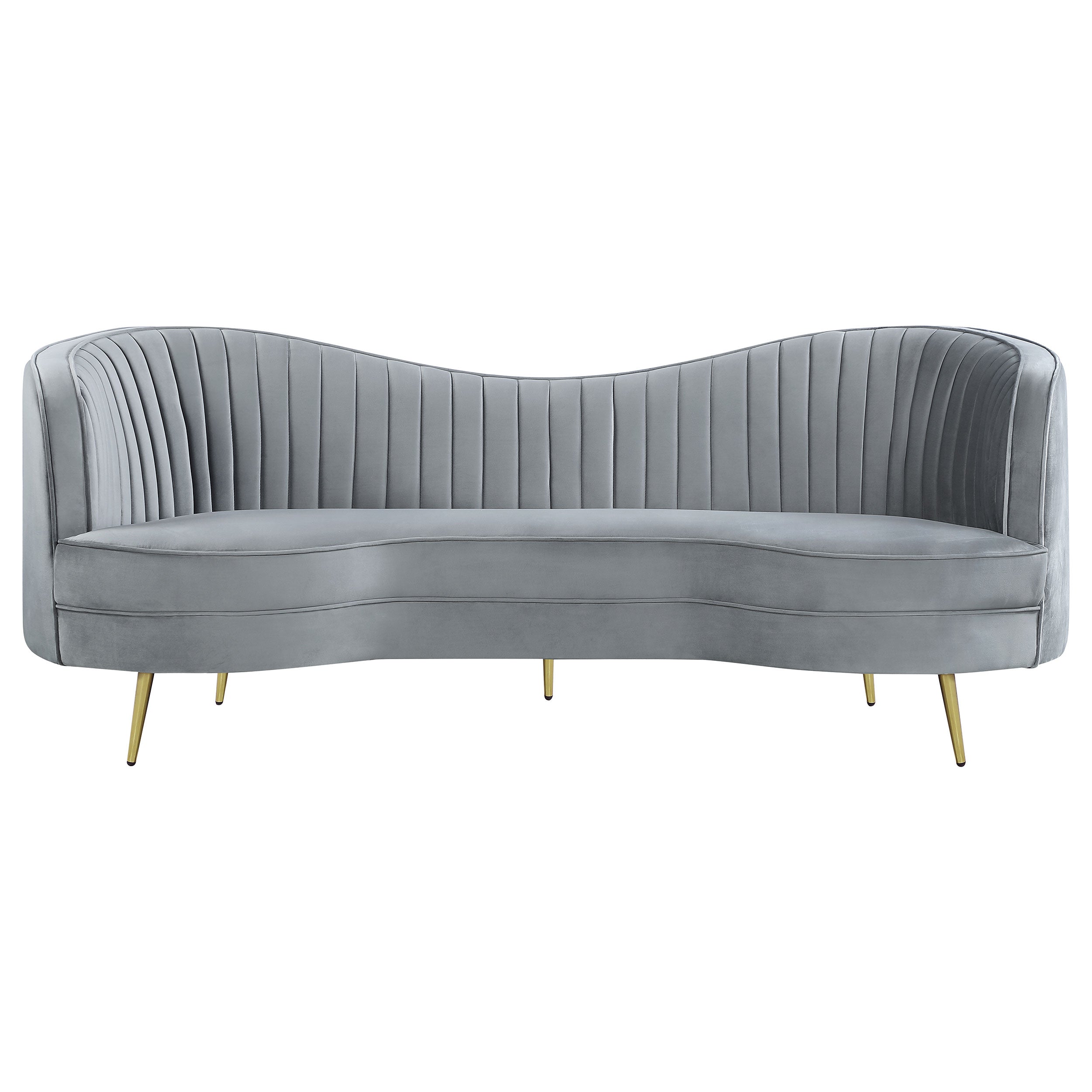 Sophia 2-piece Upholstered Channel Tufted Sofa Set Grey — view 4
