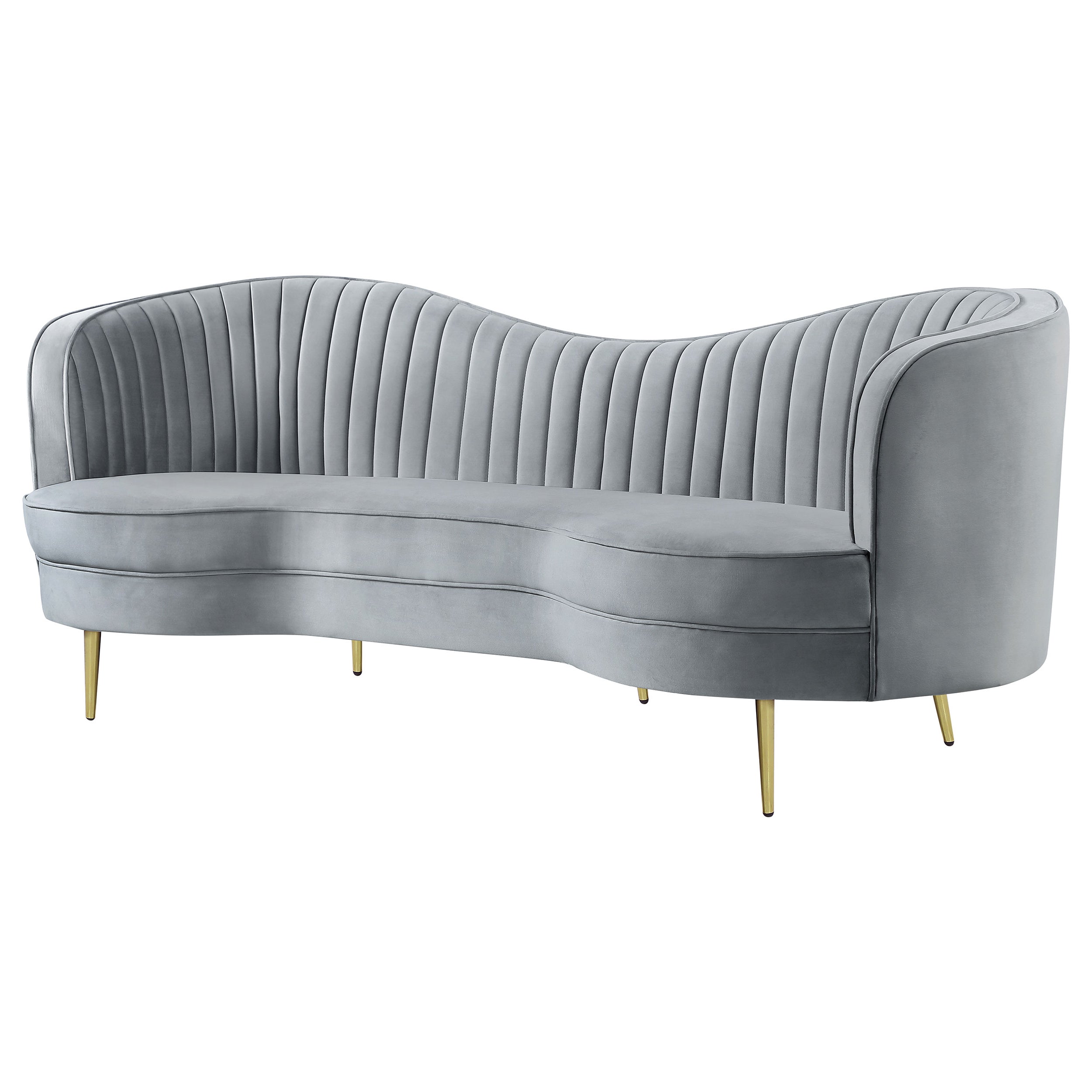 Sophia Upholstered Channel Tufted Sofa Grey — view 4