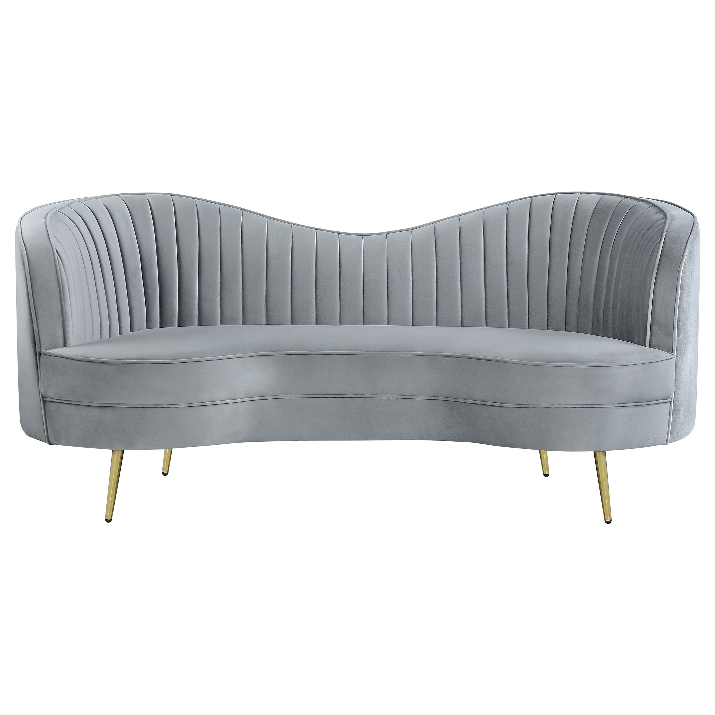Sophia Upholstered Channel Tufted Loveseat Grey — view 3