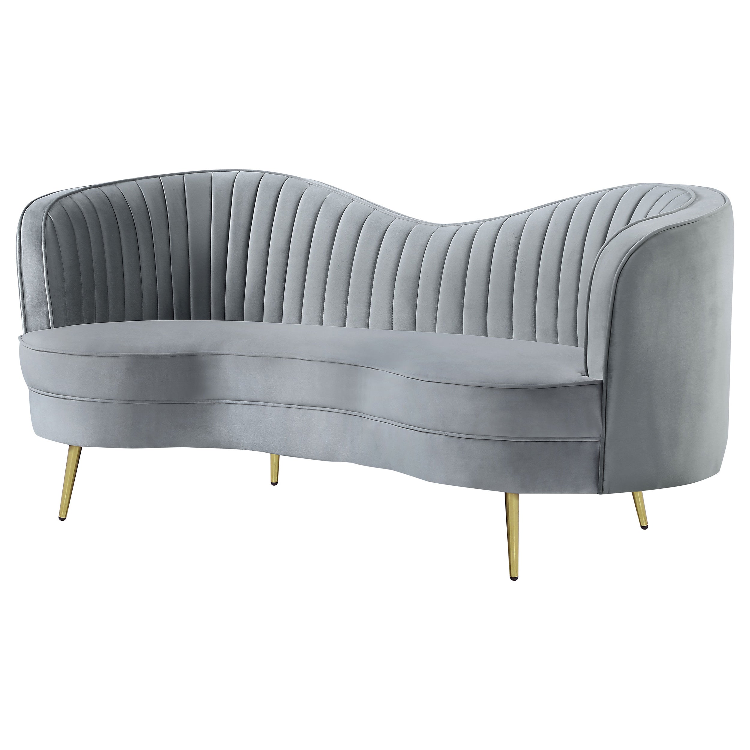 Sophia Upholstered Channel Tufted Loveseat Grey — view 4
