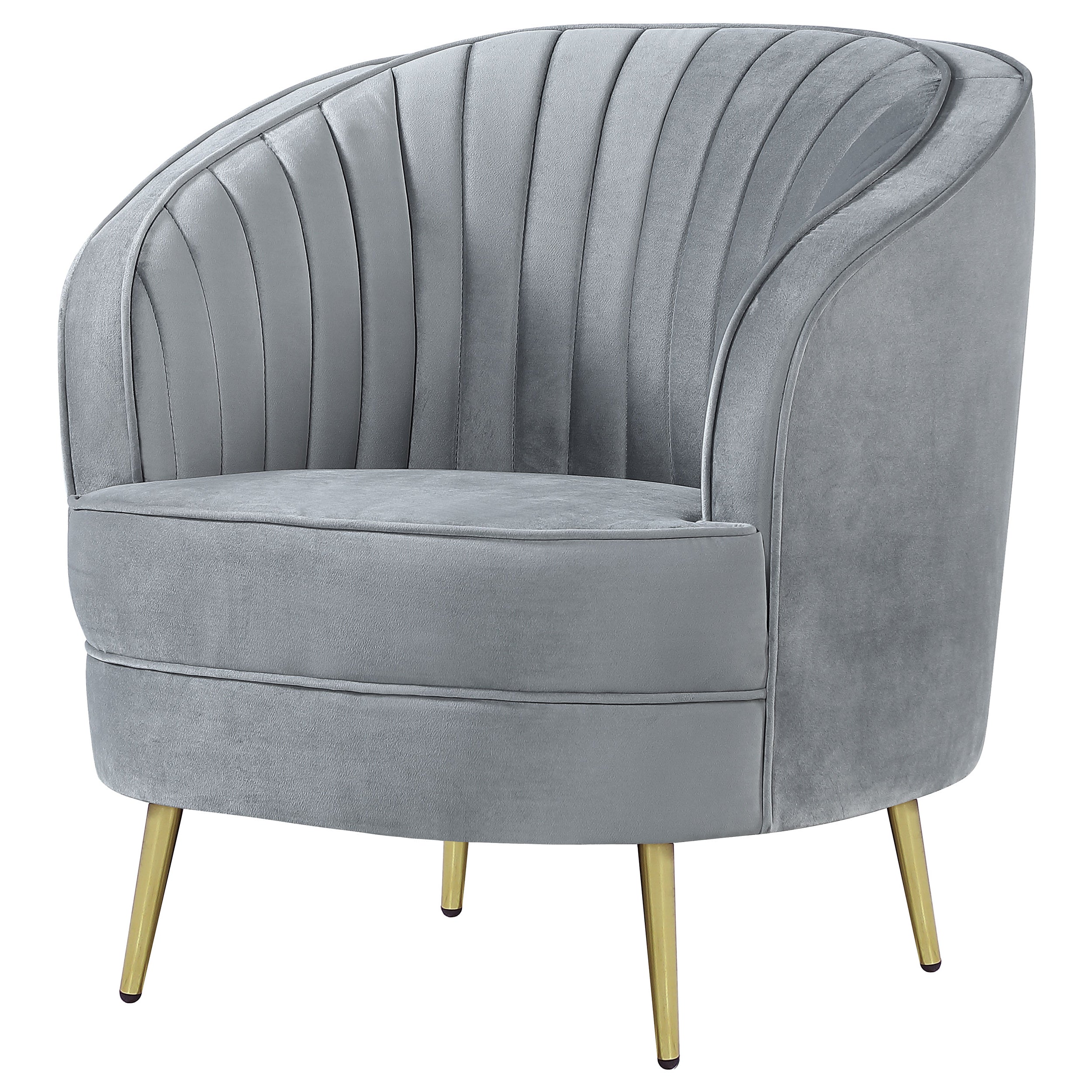 Sophia Upholstered Channel Tufted Barrel Accent Chair Grey — view 4