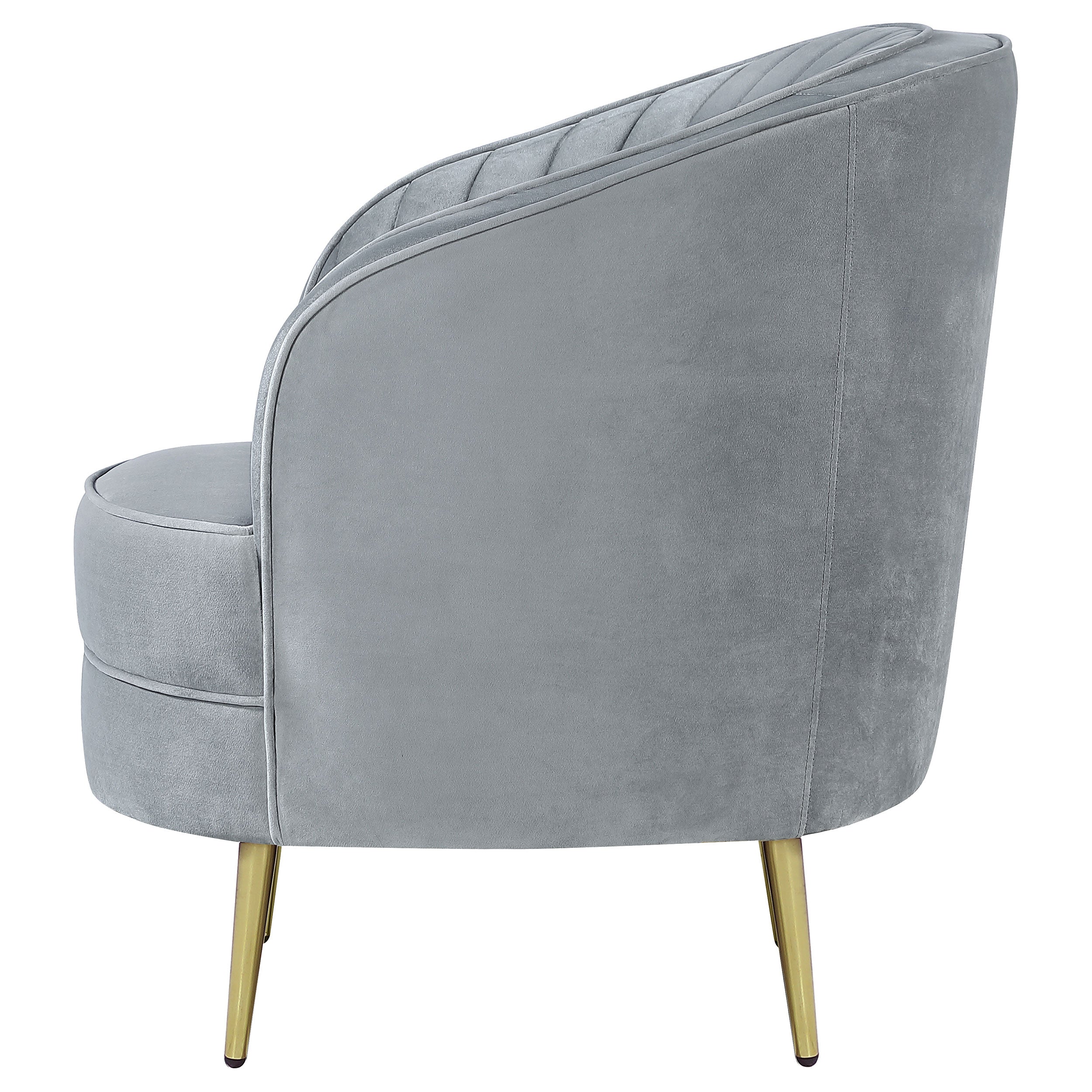 Sophia Upholstered Channel Tufted Barrel Accent Chair Grey — view 5