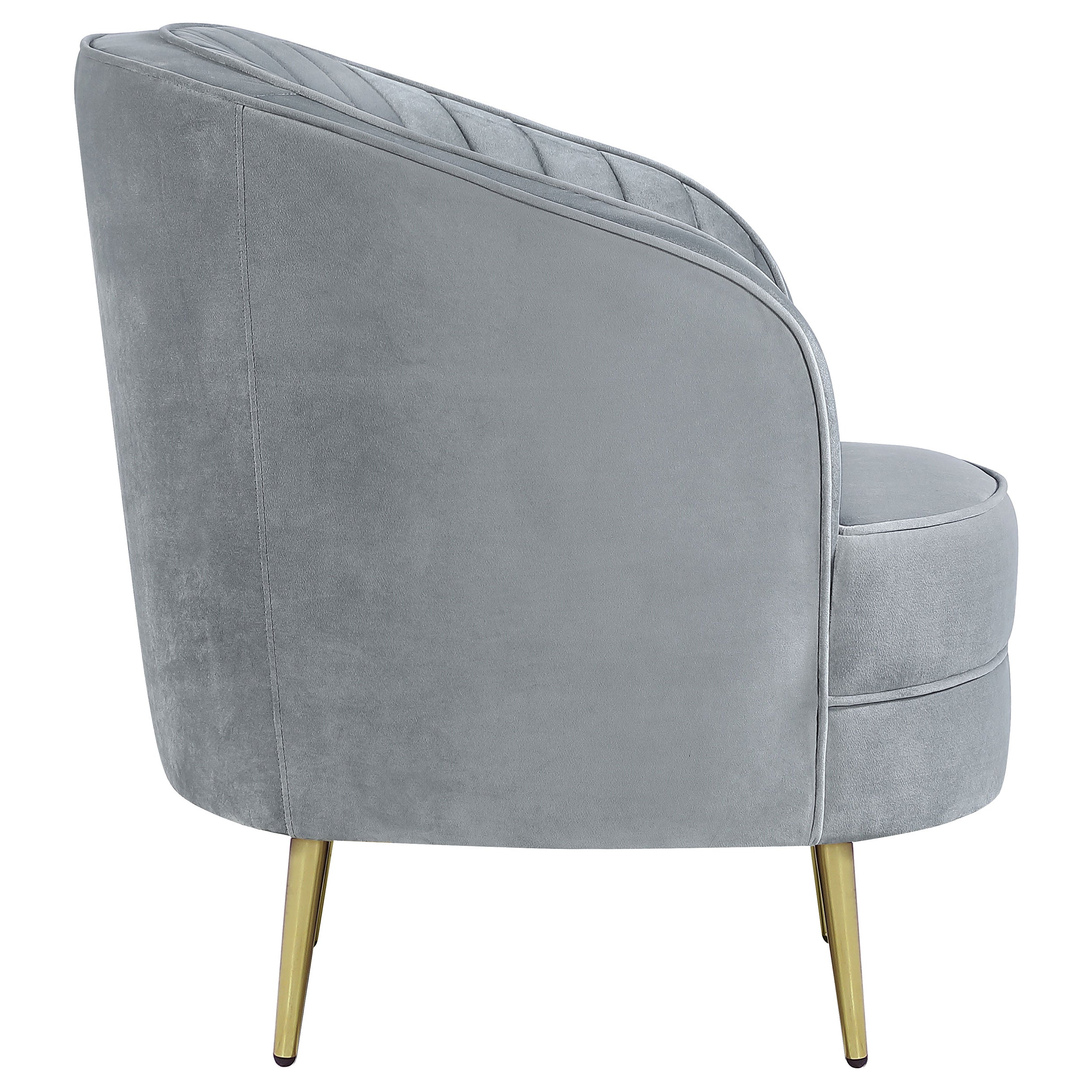Sophia Upholstered Channel Tufted Barrel Accent Chair Grey — view 7