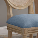 Elegant Dining Chair Set With Cane And Fabric Upholstery