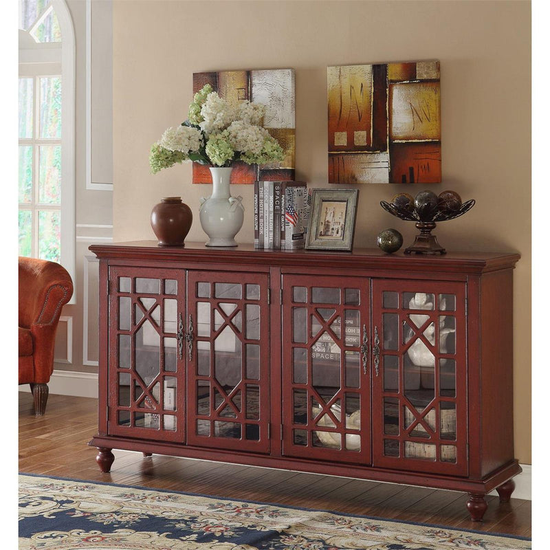 Hand Painted Textured Credenza Storage Cabinet