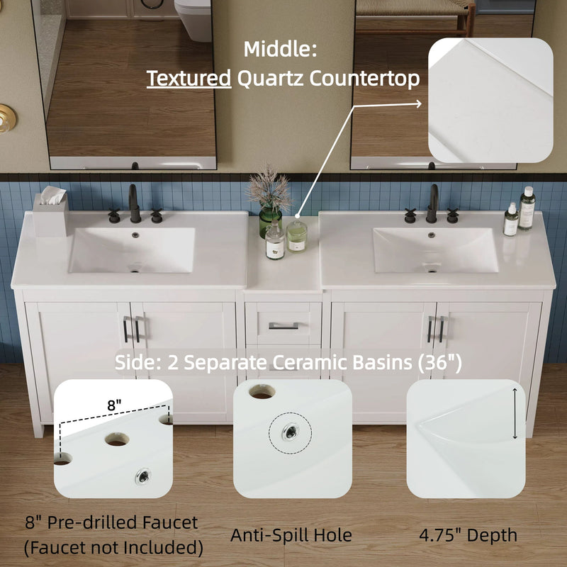 Double Sink Bathroom Vanity With Quartz Countertop