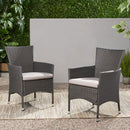 Dimensional Outdoor Dining Chair With Cushion Seat And Iron Frame (Set of 2)