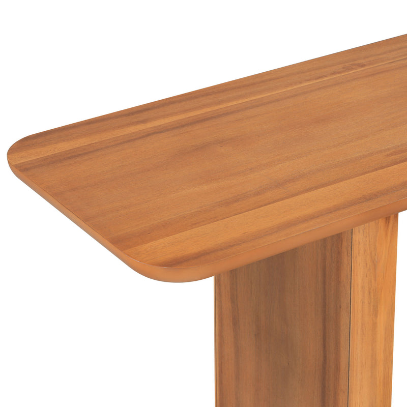 Console Table With Curved Corners And U Base Design - Natural Wood Veneer - Natural