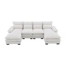 Modern U-Shaped Sectional Sofa With Waist Pillows, 6 Seat Upholstered Symmetrical Sofa Furniture, Sleeper Sofa Couch With Chaise Lounge For Living Room
