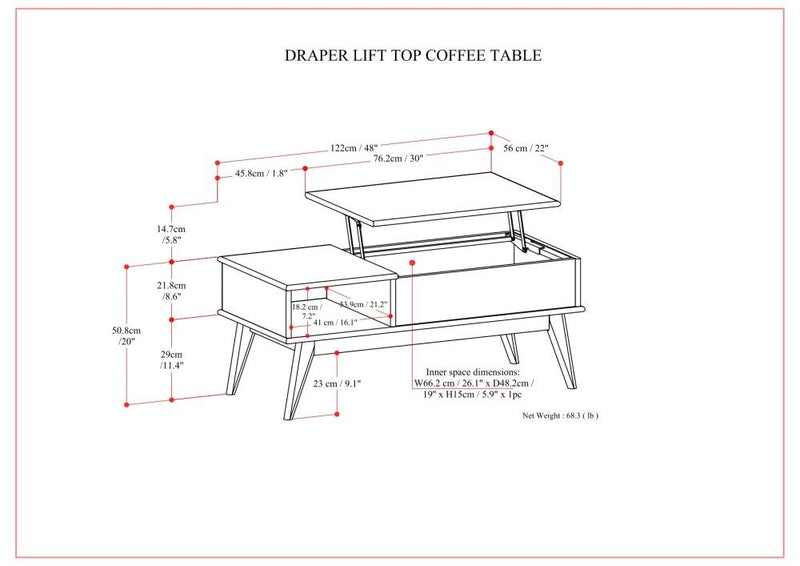 Draper - Lift Top Coffee Table - Teak