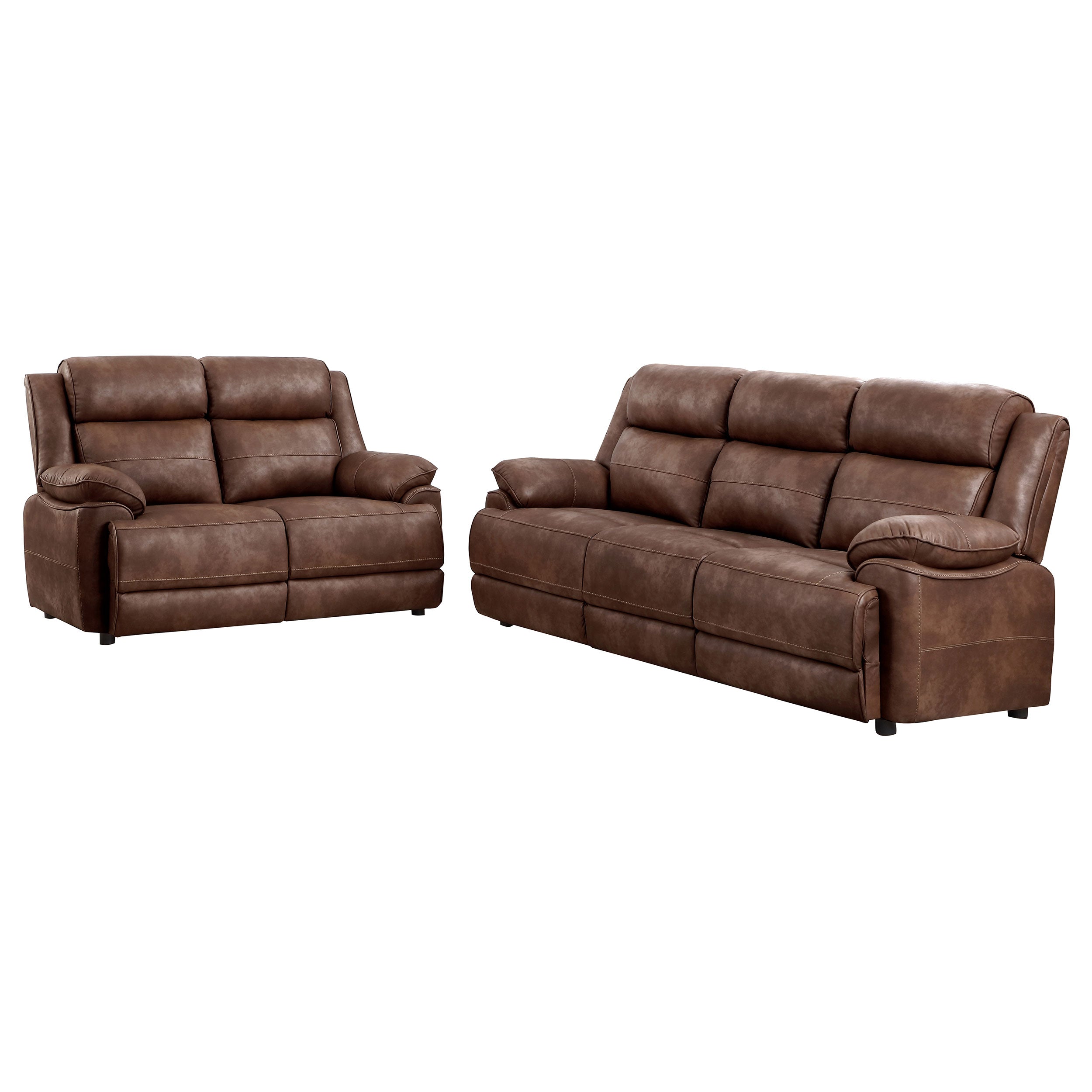 Ellington 2-piece Upholstered Padded Arm Sofa Set Dark Brown — view 2