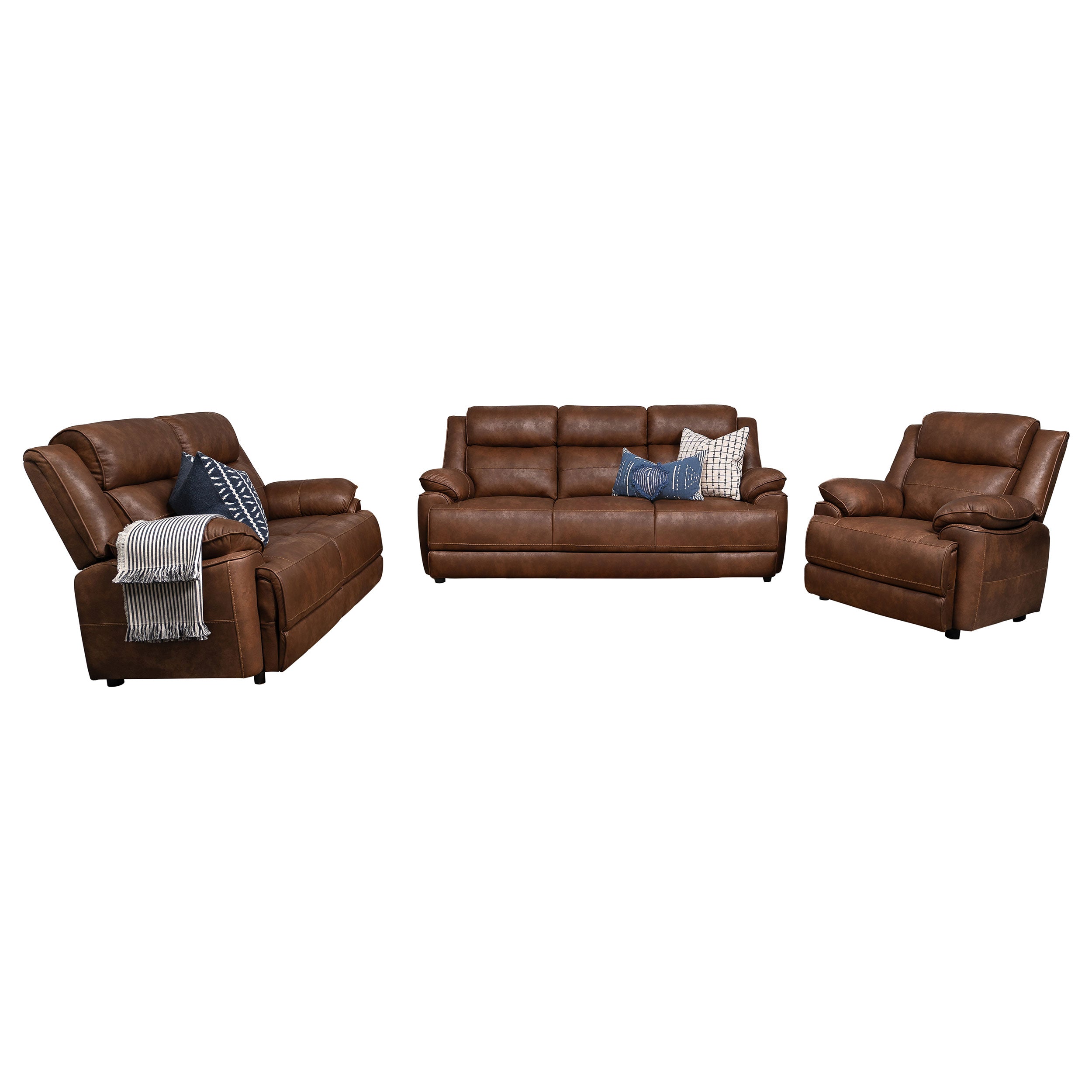 Ellington 3-piece Upholstered Padded Arm Sofa Set Dark Brown — view 2