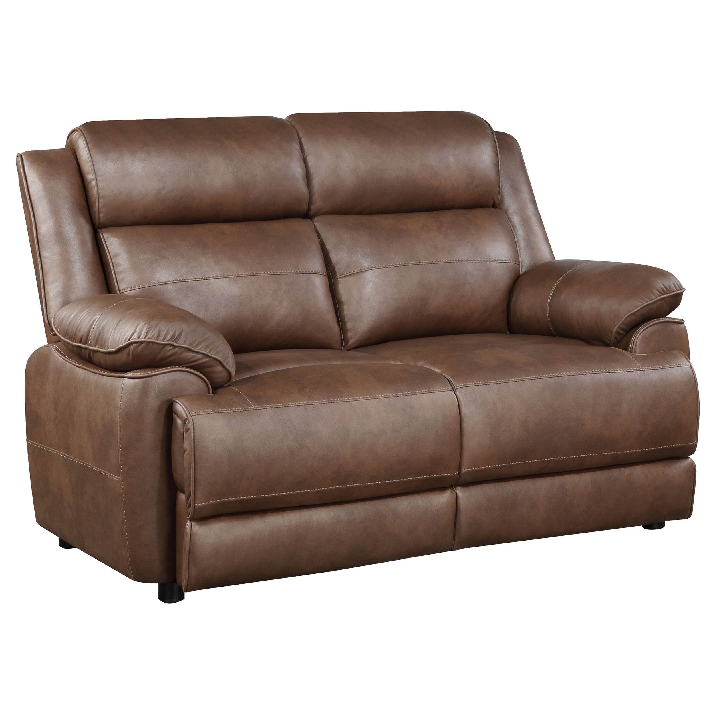 Ellington Upholstered Padded Arm Loveseat Dark Brown — view 1