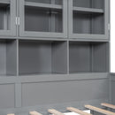 Daybed With Glass Door Storage Cabinets, Built In LED Lighting And Shelves