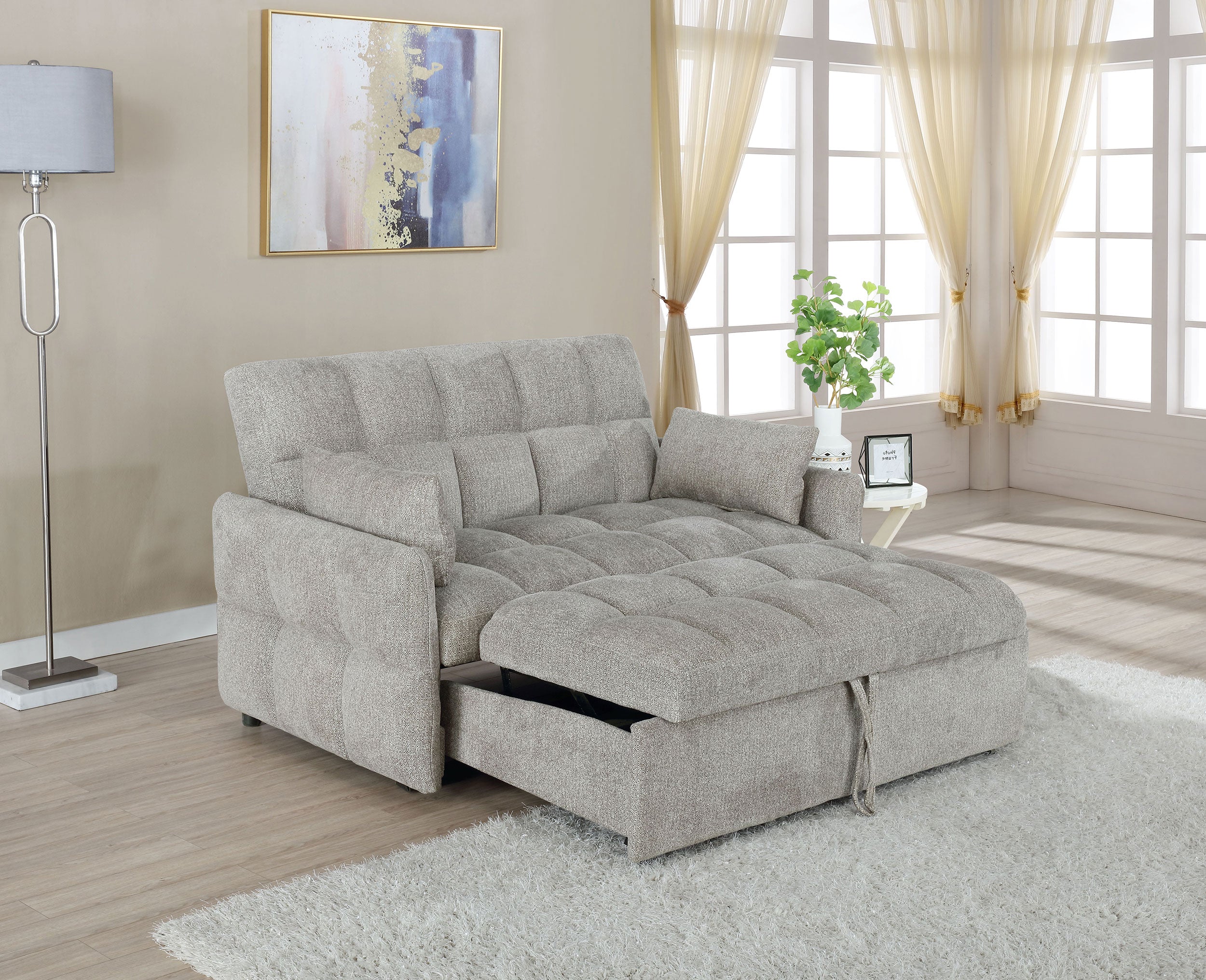 Cotswold Upholstered Convertible Sleeper Sofa Bed Light Grey — view 3