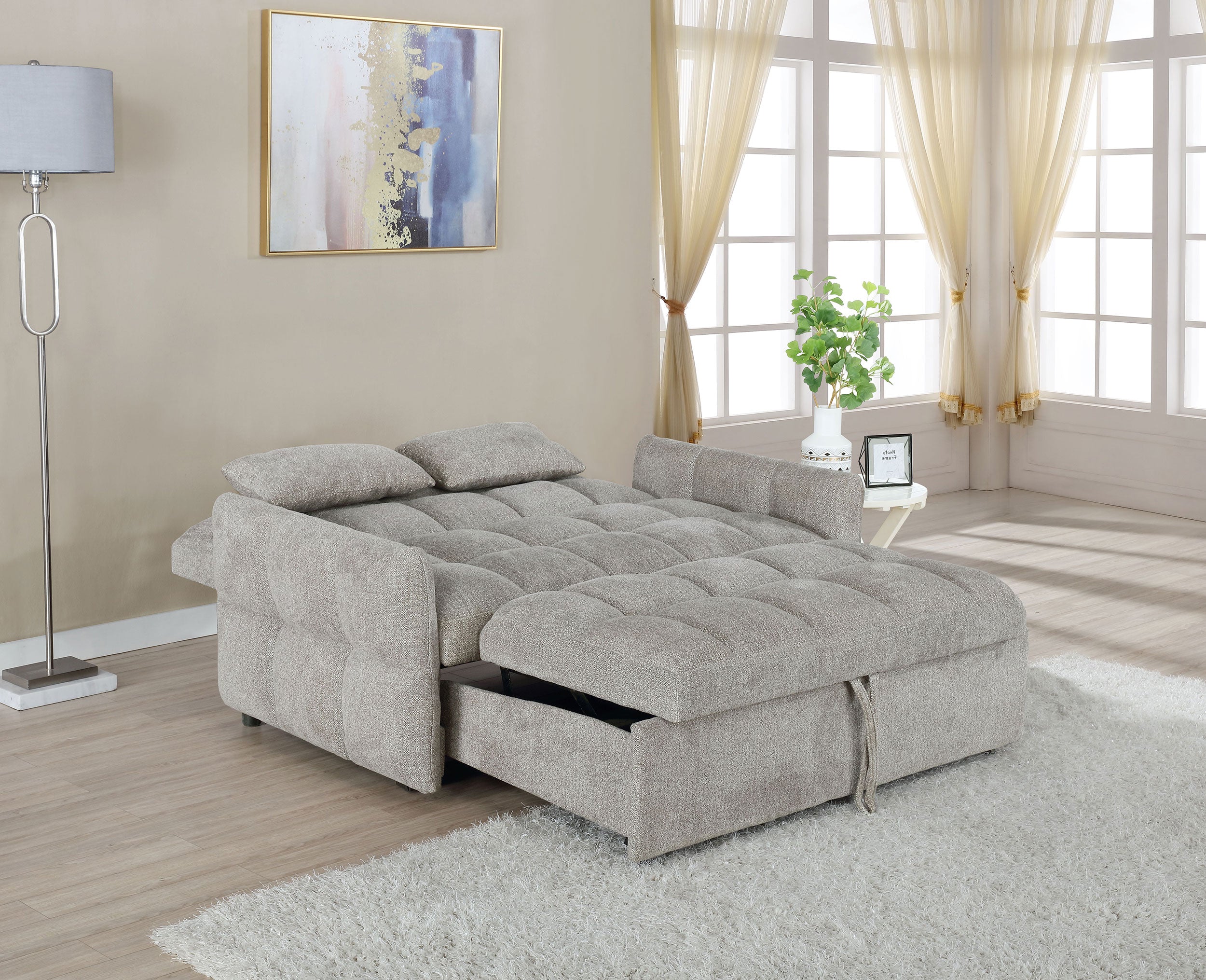 Cotswold Upholstered Convertible Sleeper Sofa Bed Light Grey — view 4