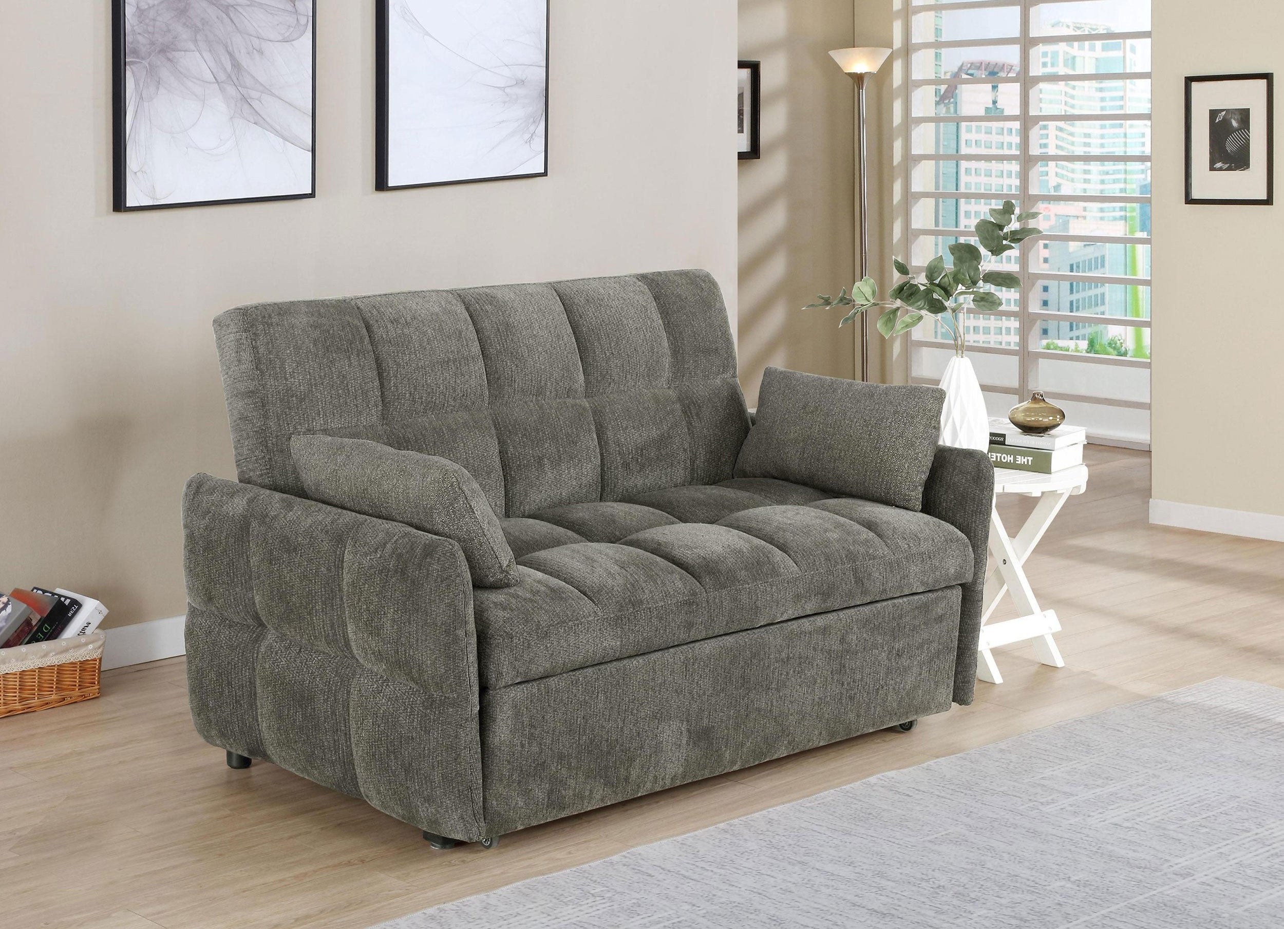 Cotswold Upholstered Convertible Sleeper Sofa Bed Dark Grey — view 2