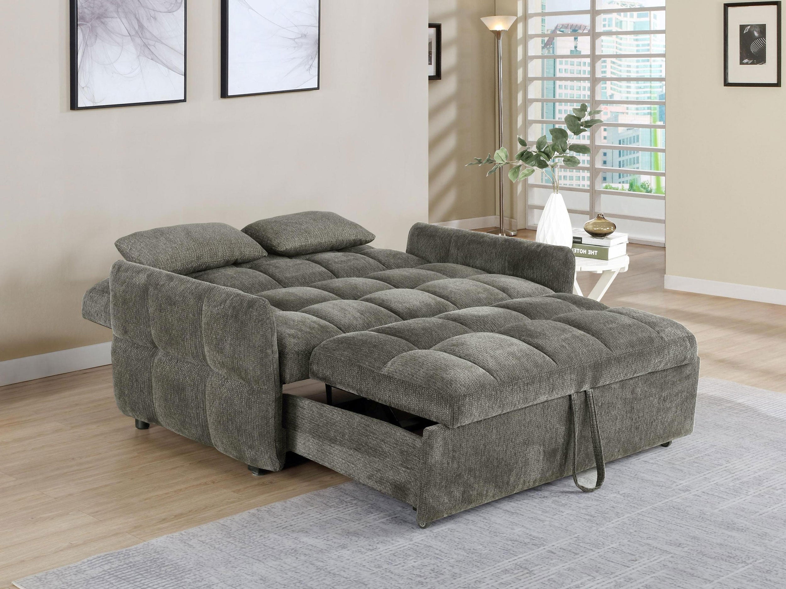Cotswold Upholstered Convertible Sleeper Sofa Bed Dark Grey — view 4