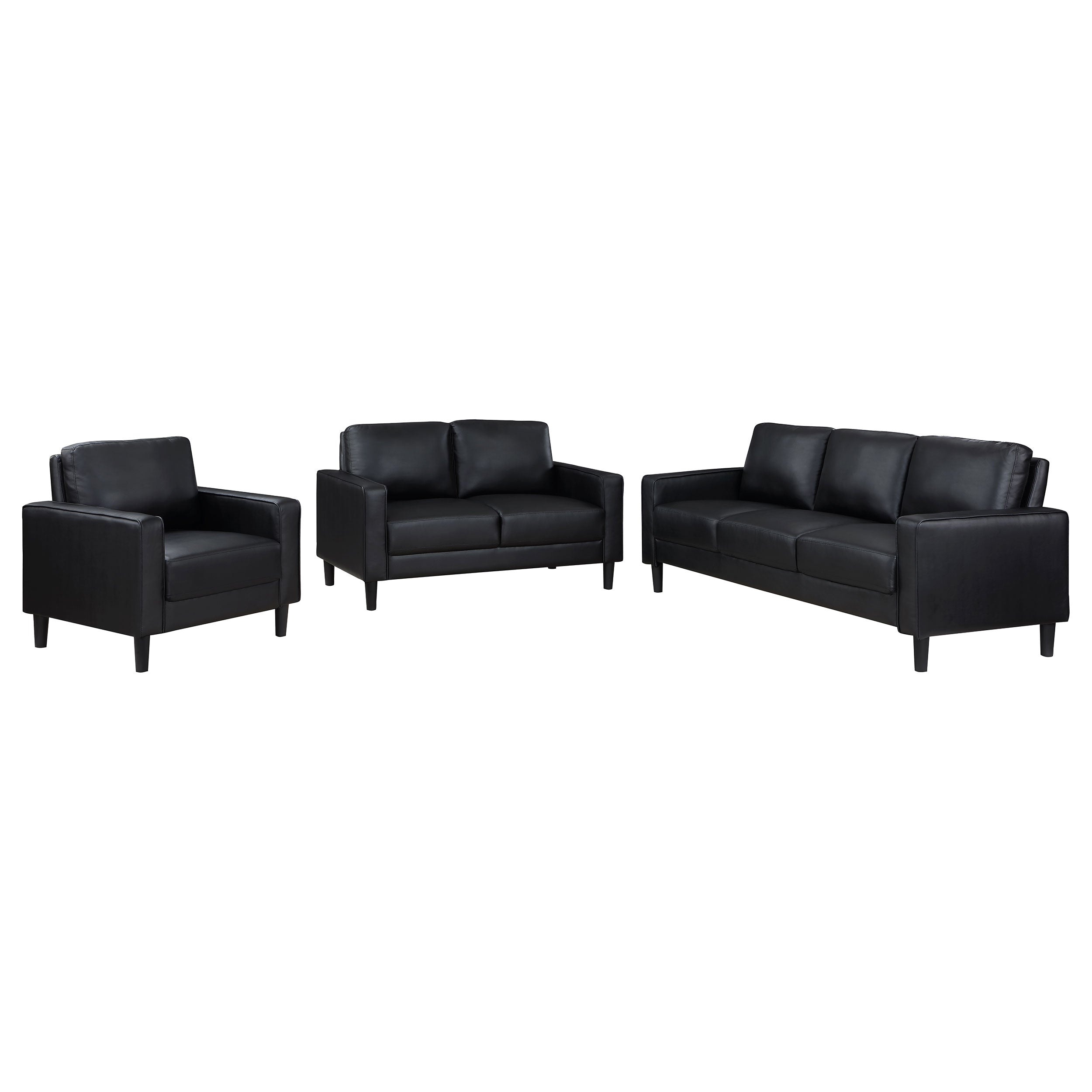 Ruth 3-piece Upholstered Track Arm Sofa Set Black — view 2