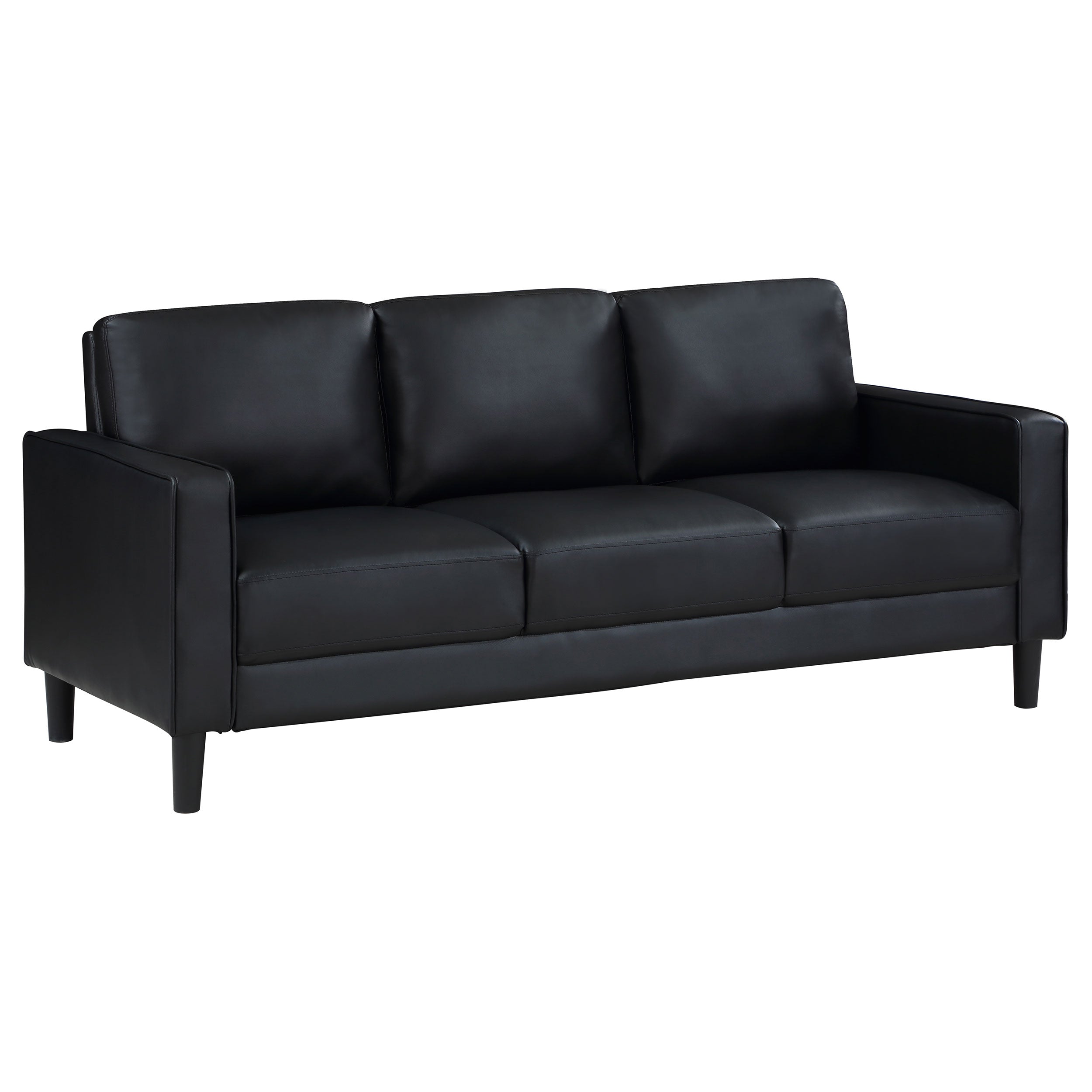 Ruth Upholstered Track Arm Sofa Black — view 1