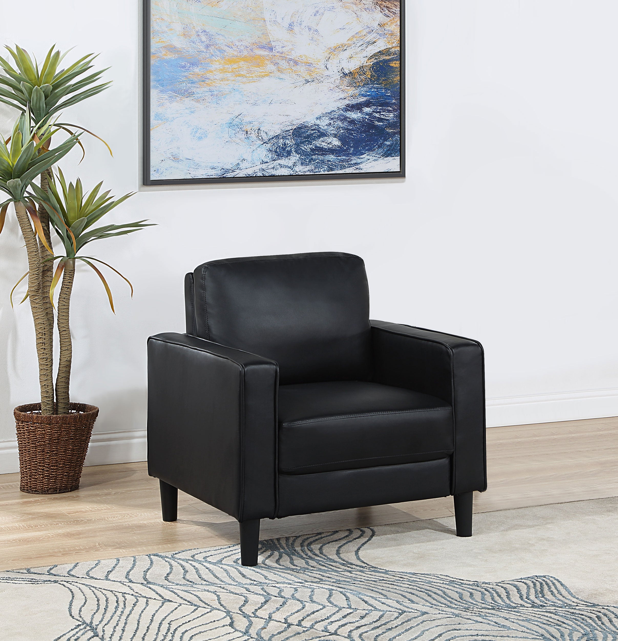Ruth Upholstered Track Arm Accent Chair Black — view 2