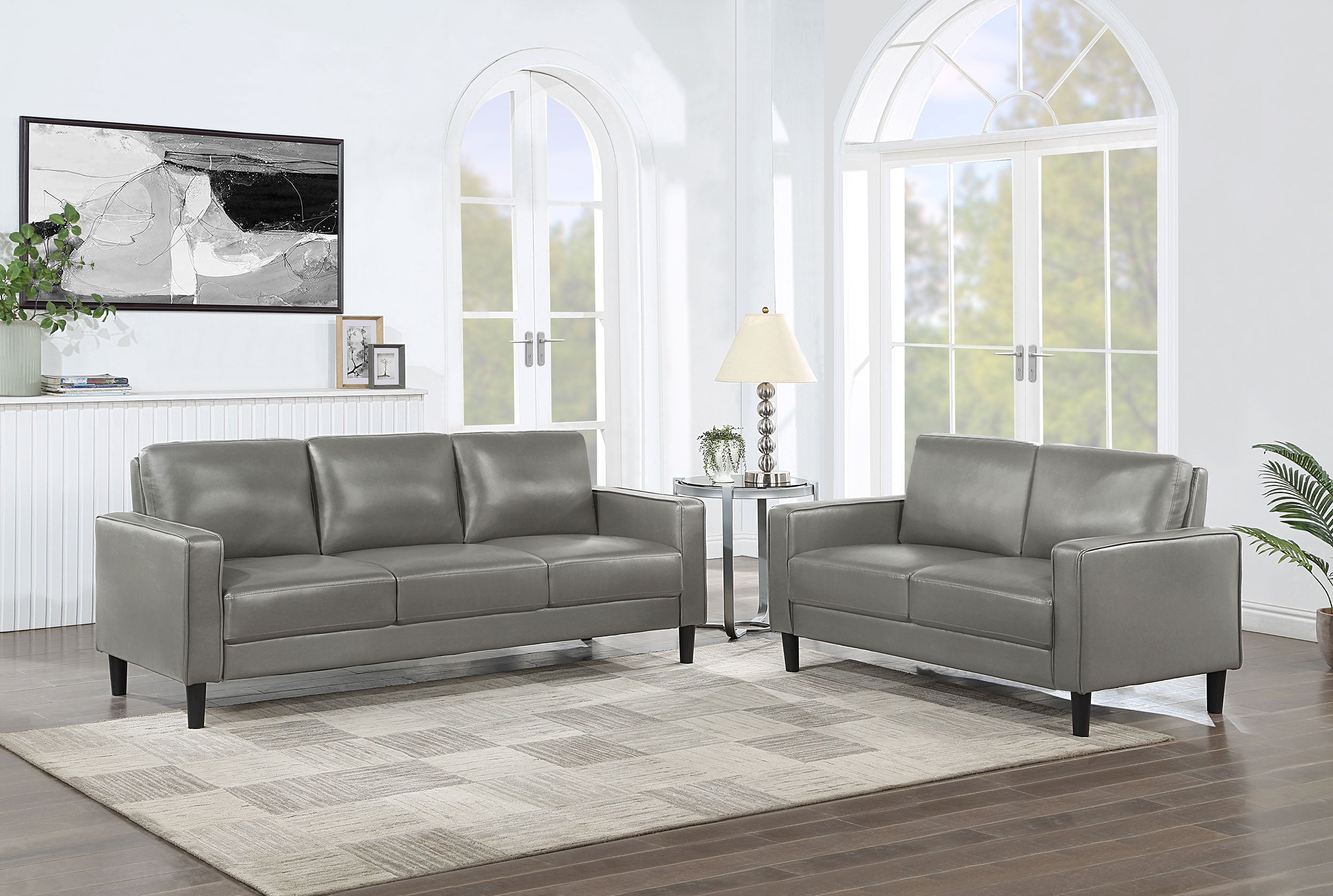 Ruth 2-piece Upholstered Track Arm Sofa Set Grey — view 1