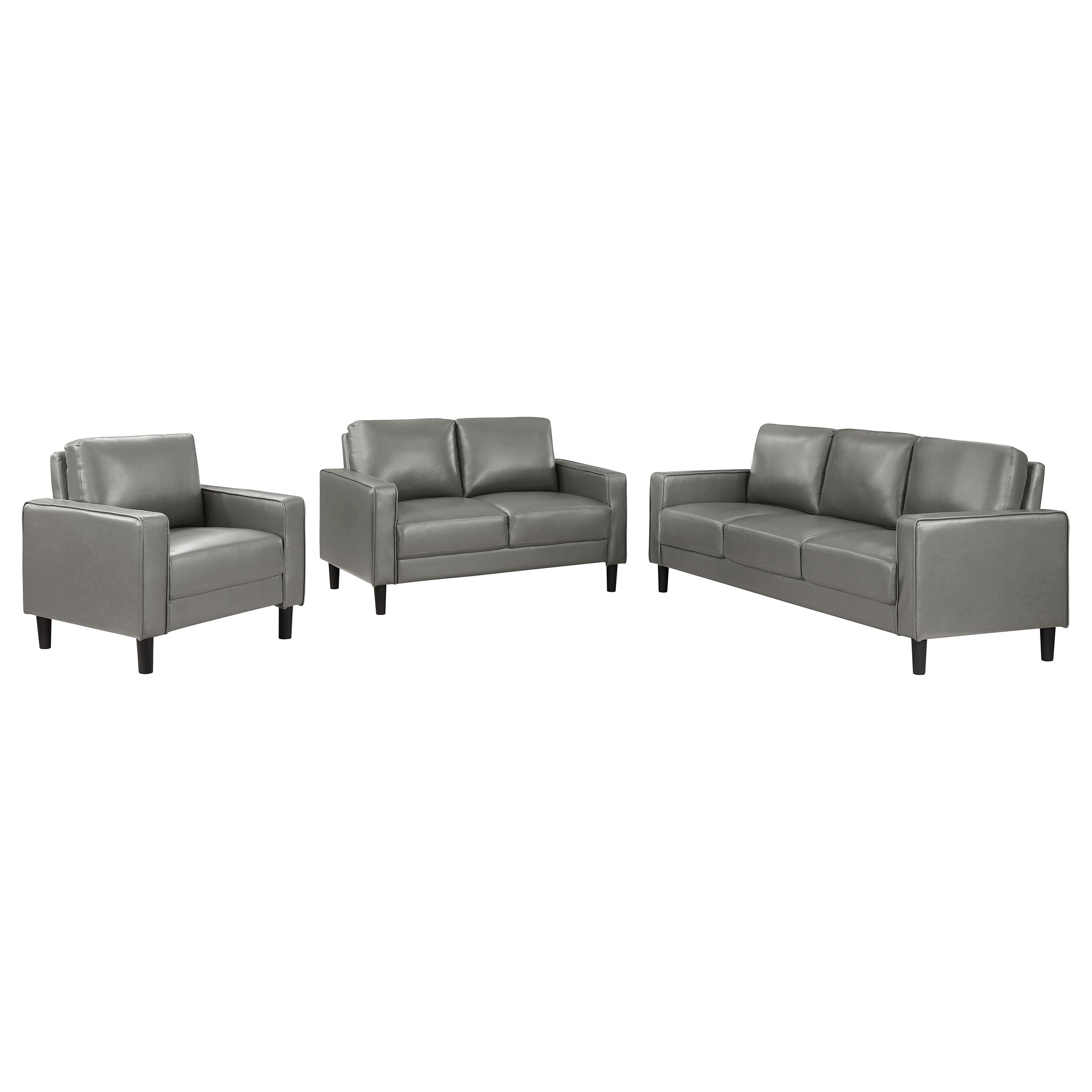 Ruth 3-piece Upholstered Track Arm Sofa Set Grey — view 2