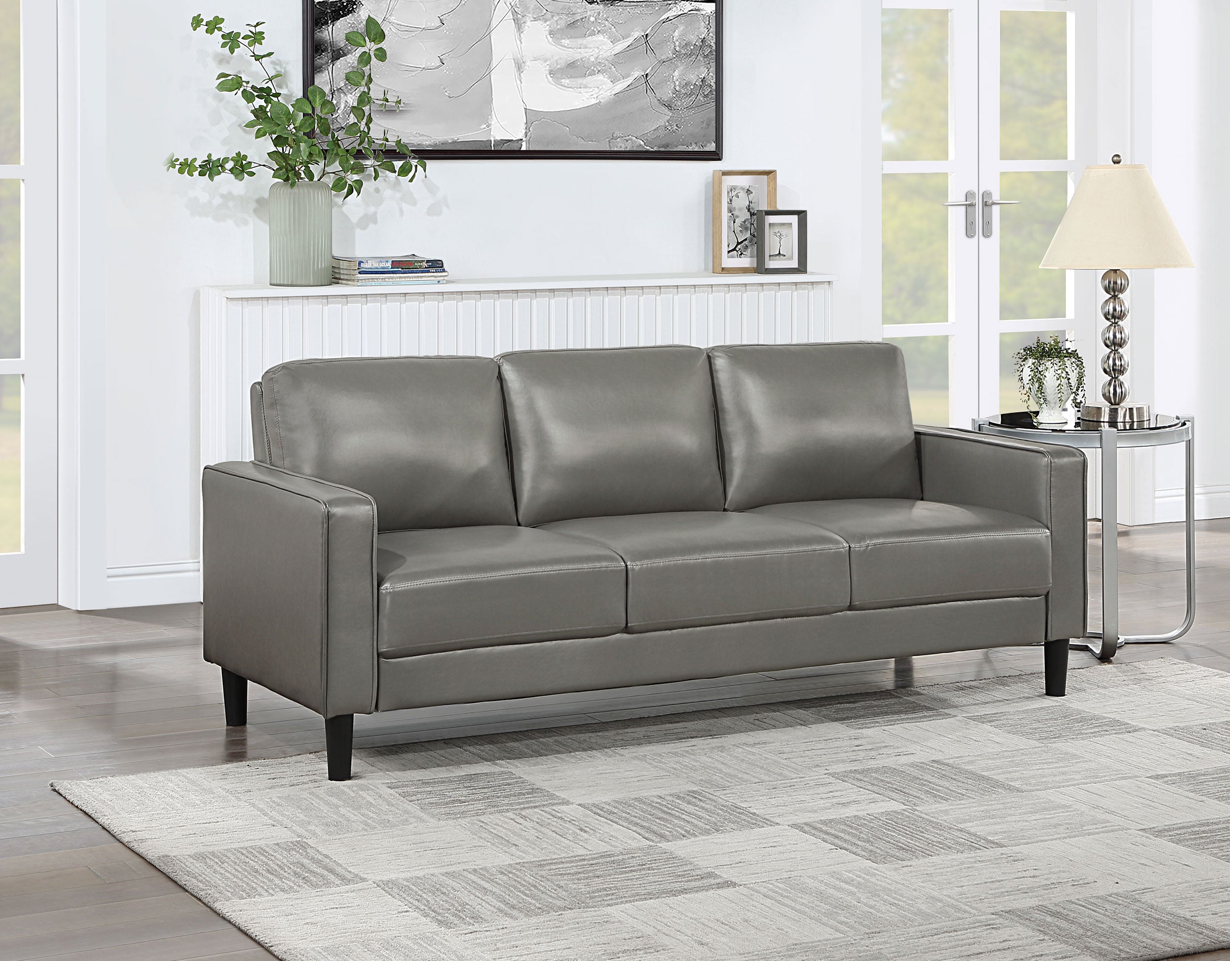 Ruth Upholstered Track Arm Sofa Grey — view 2