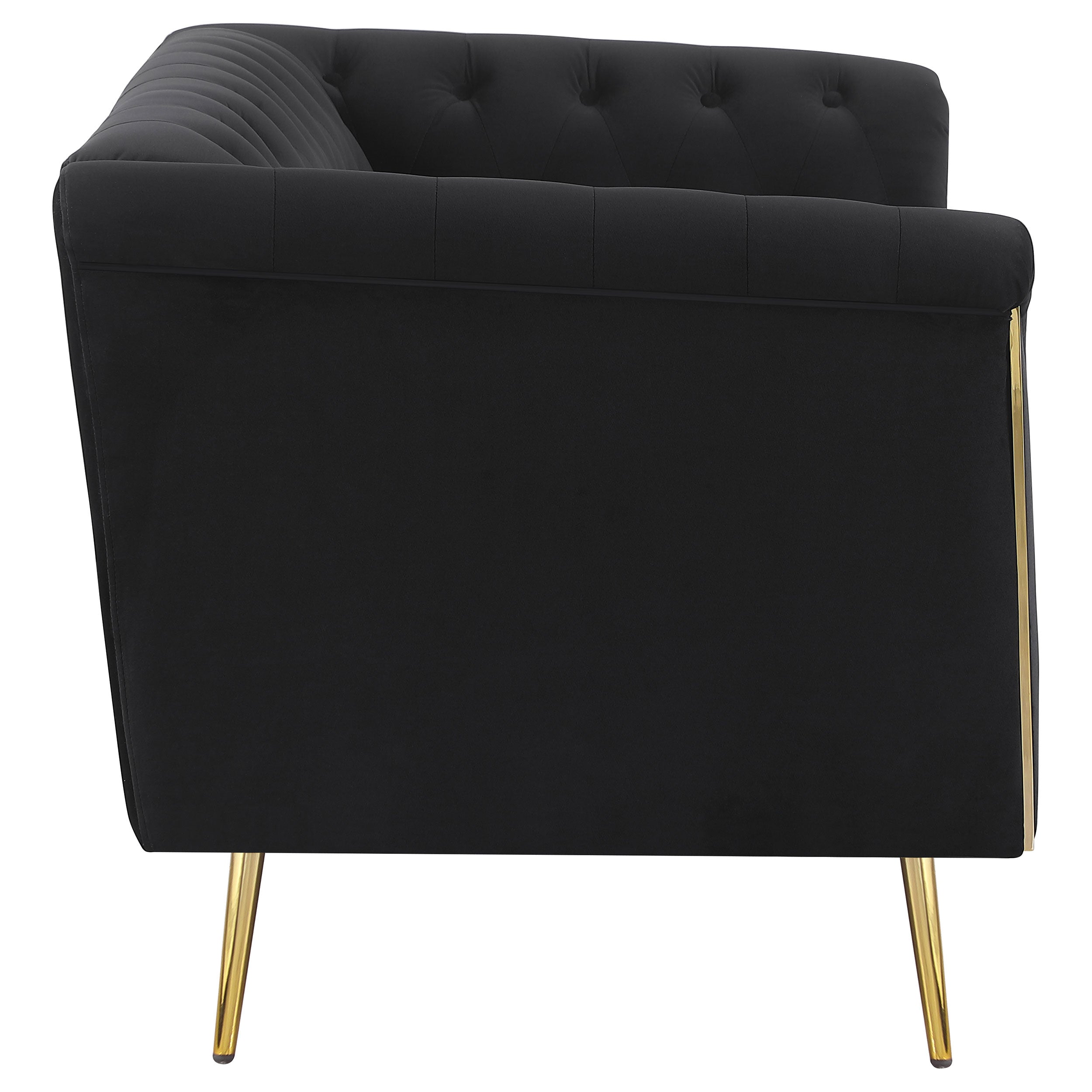 Holly Upholstered Tuxedo Arm Tufted Loveseat Black — view 7