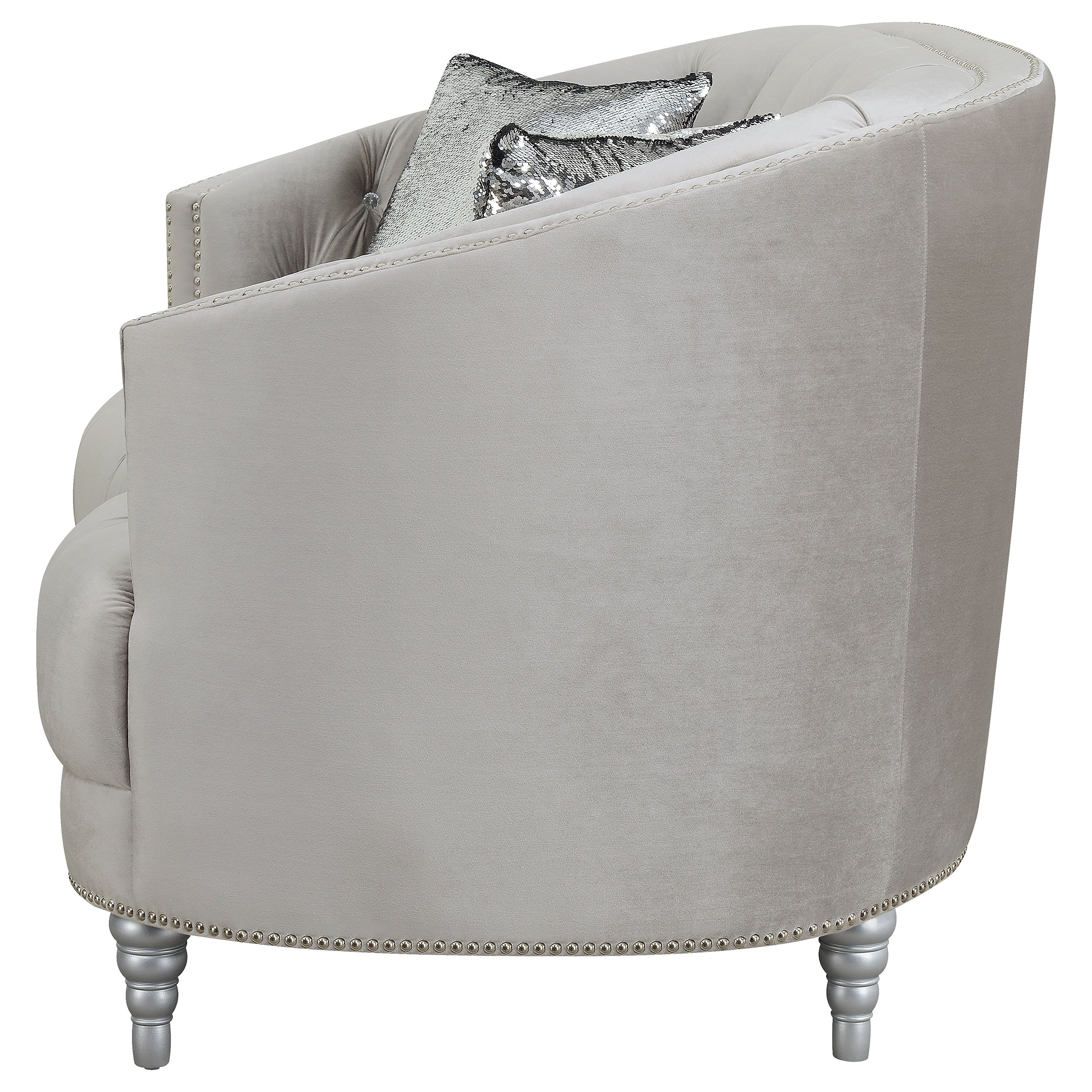 Avonlea Upholstered Sloped Arm Loveseat Grey Velvet — view 5