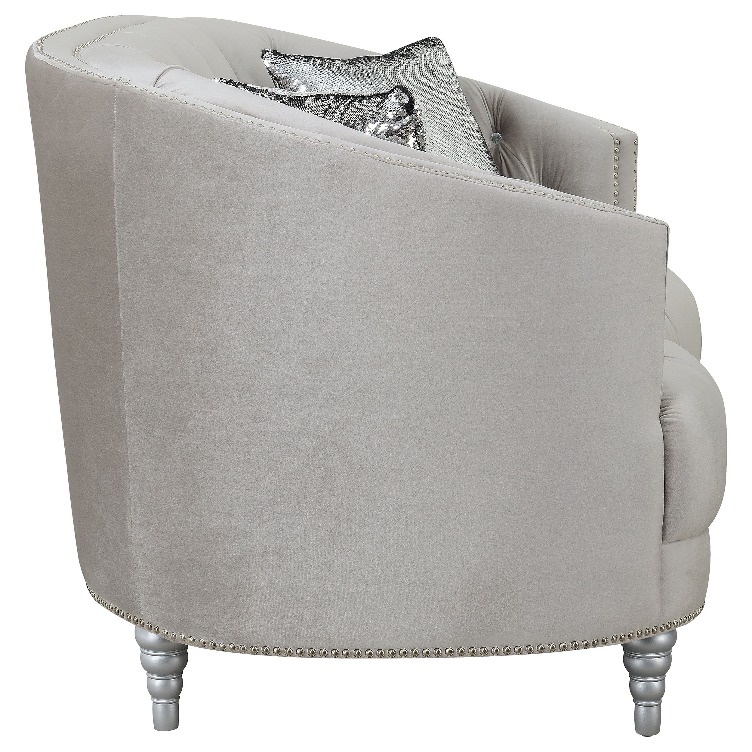 Avonlea Upholstered Sloped Arm Loveseat Grey Velvet — view 9