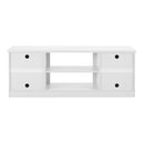 Modern Farmhouse TV Media Stand, Large Barn Inspired Home Entertainment Console, for TV Up to 70'', with Open Shelves and Closed Cabinets, White, 64.8"W*15.67"D*24.29"H