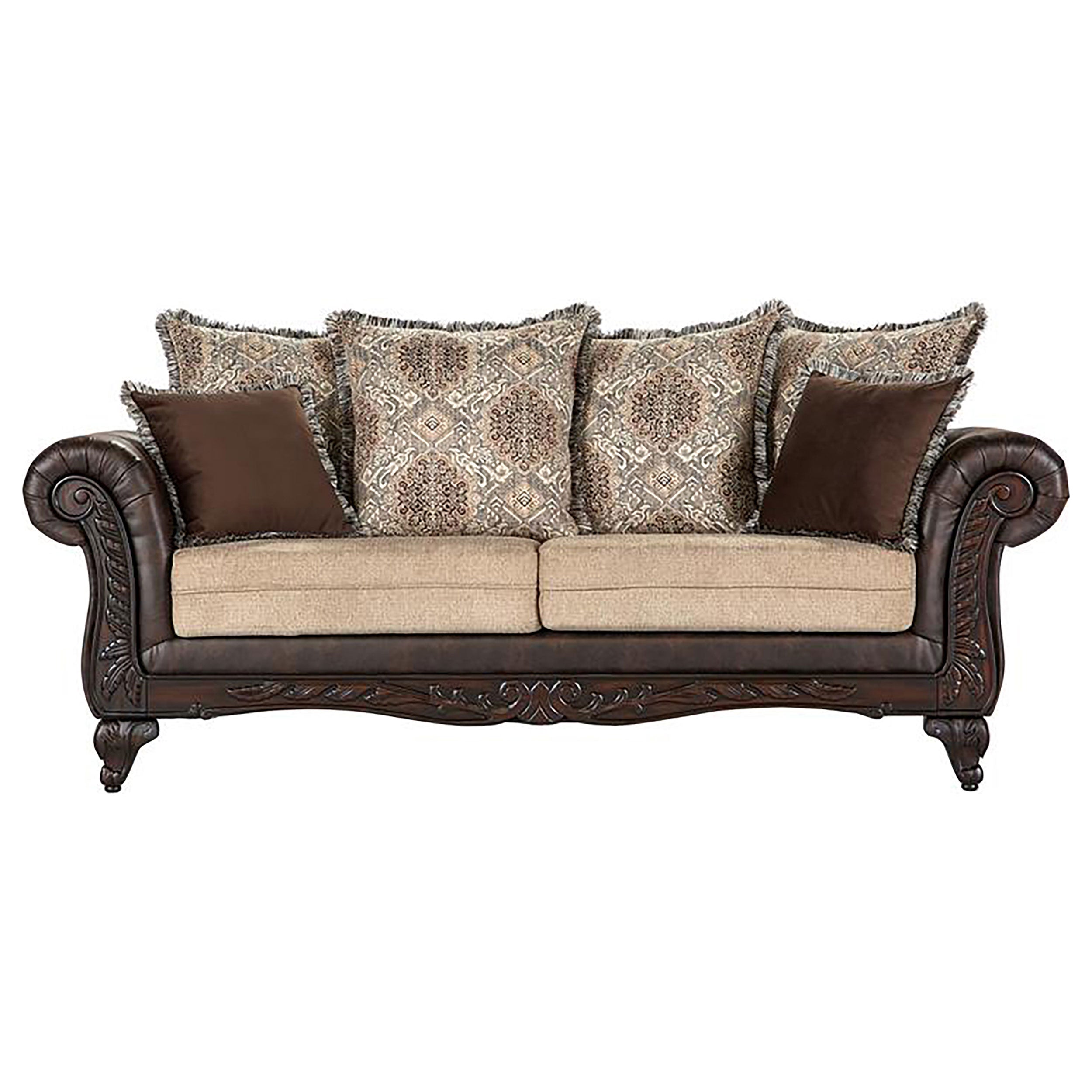 Elmbrook 2-piece Upholstered Rolled Arm Sofa Set Brown — view 3