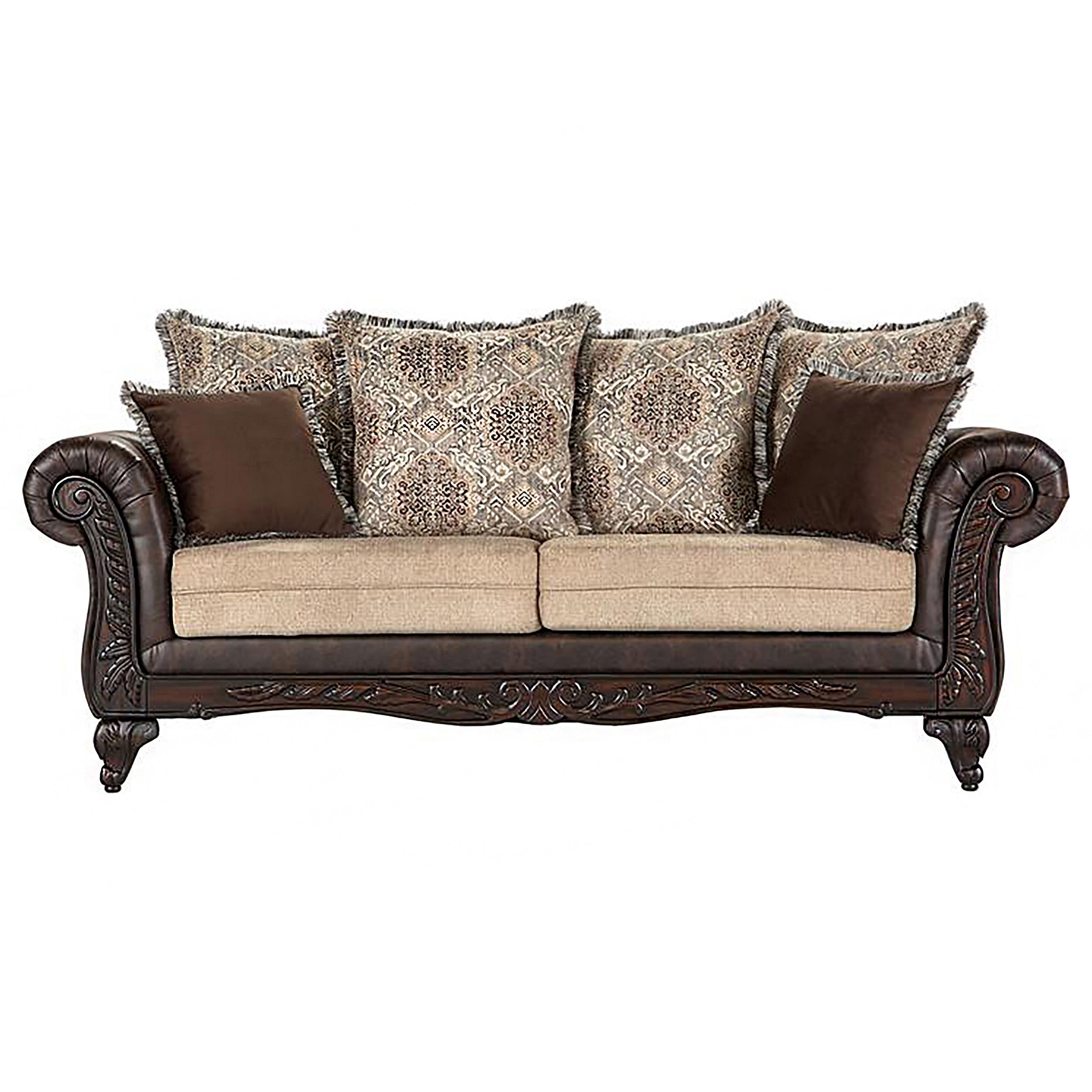 Elmbrook 3-piece Upholstered Rolled Arm Sofa Set Brown — view 3