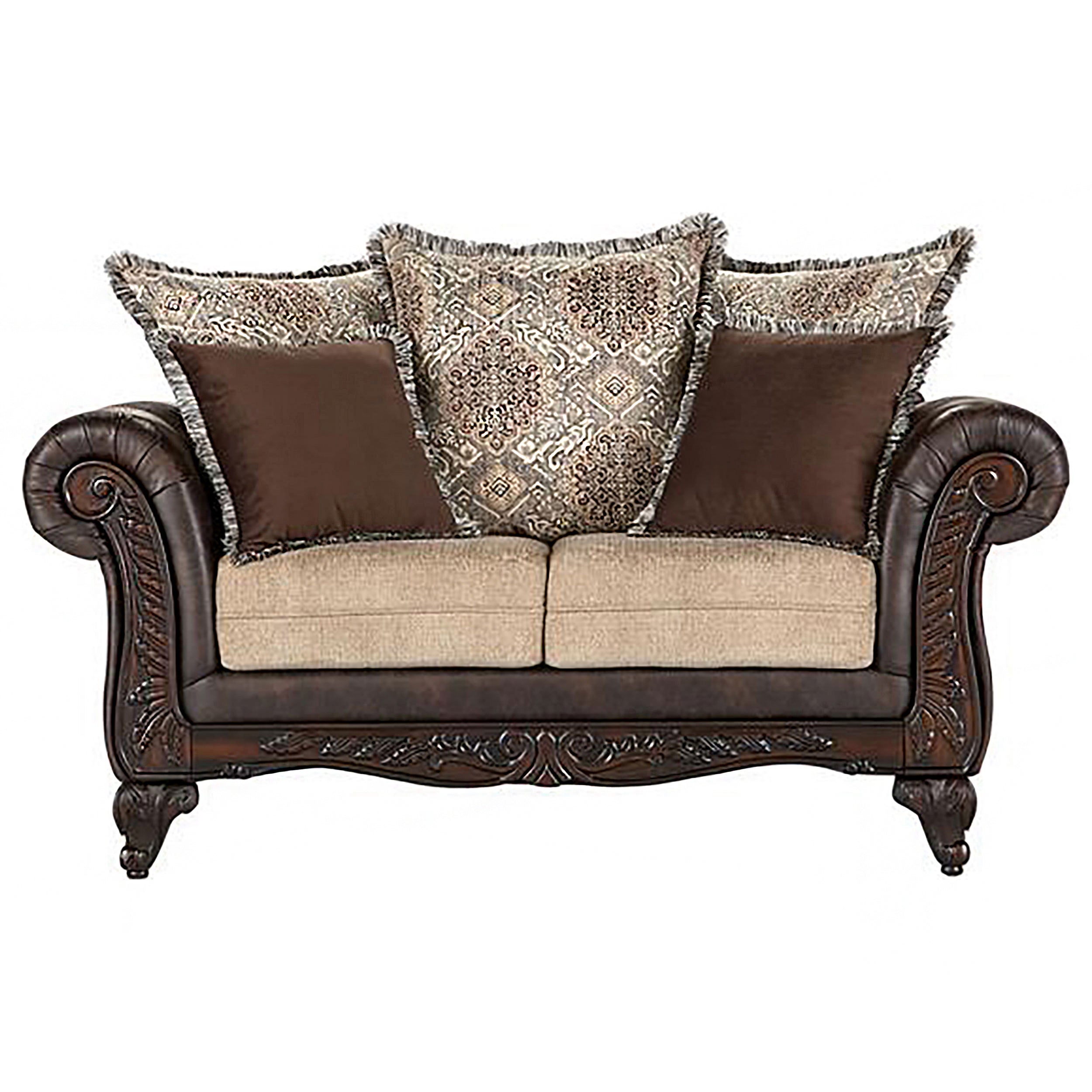 Elmbrook 3-piece Upholstered Rolled Arm Sofa Set Brown — view 4