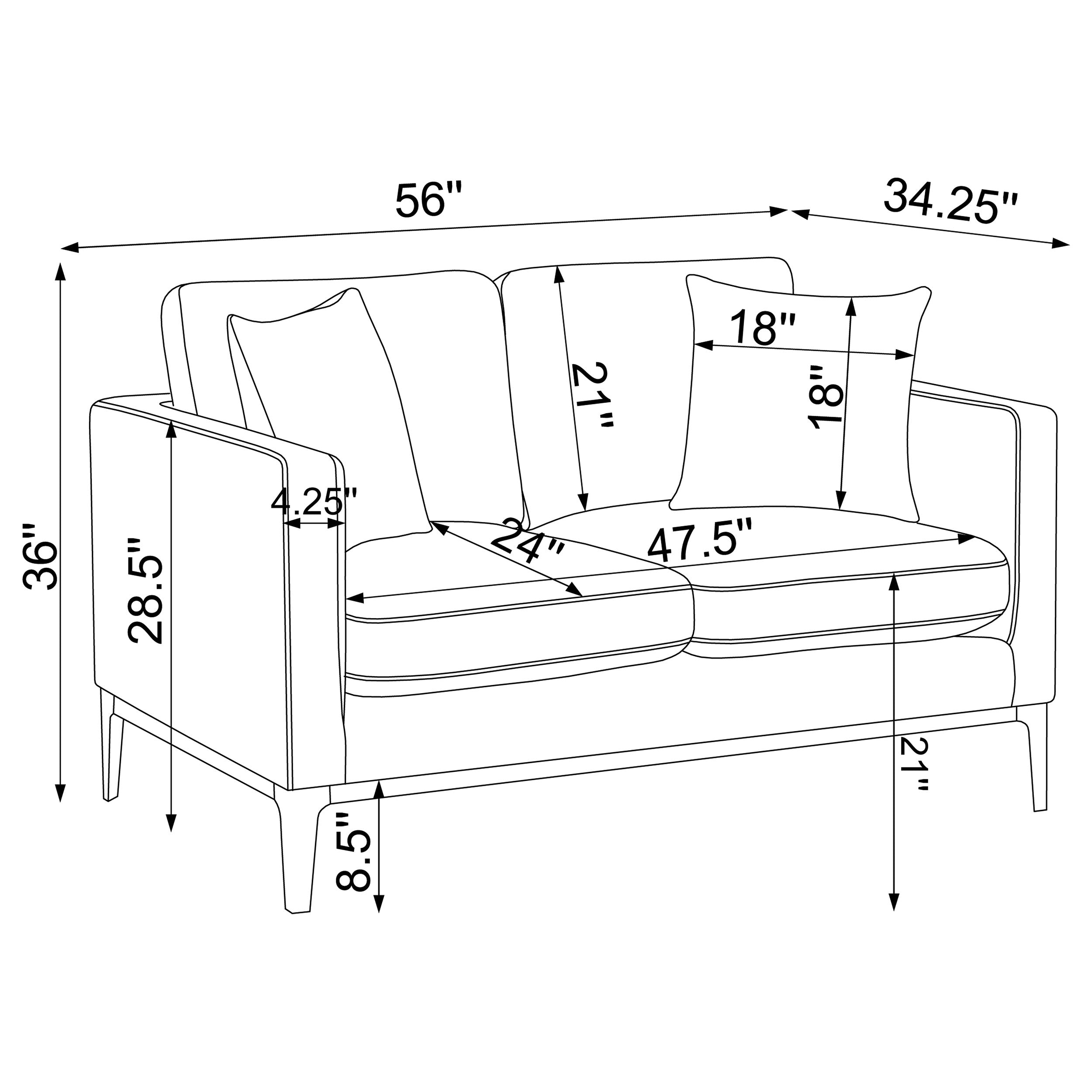 Apperson Upholstered Track Arm Loveseat Light Grey — view 11