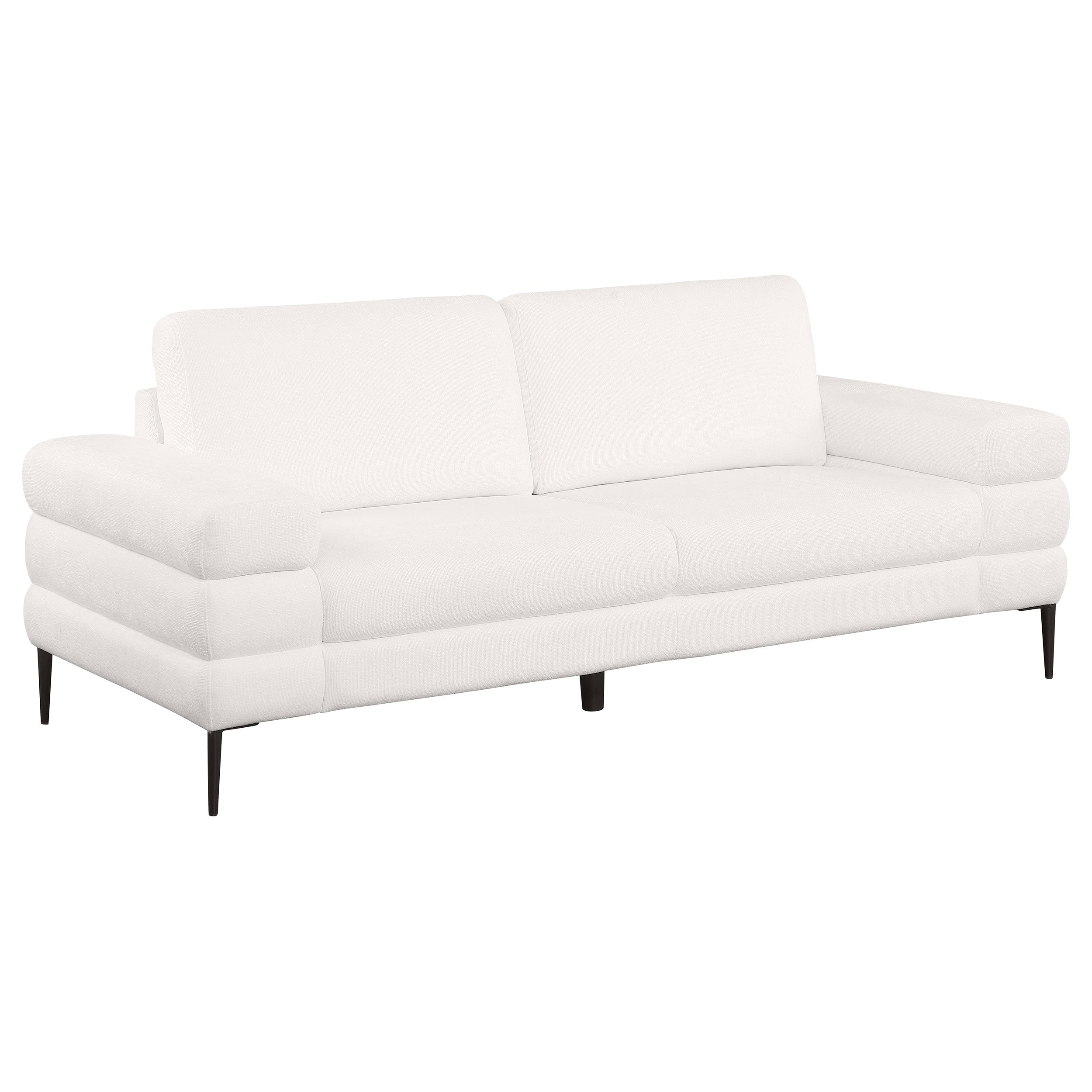 Jessel Chenille Upholstered Track Arm Sofa Ivory — view 1