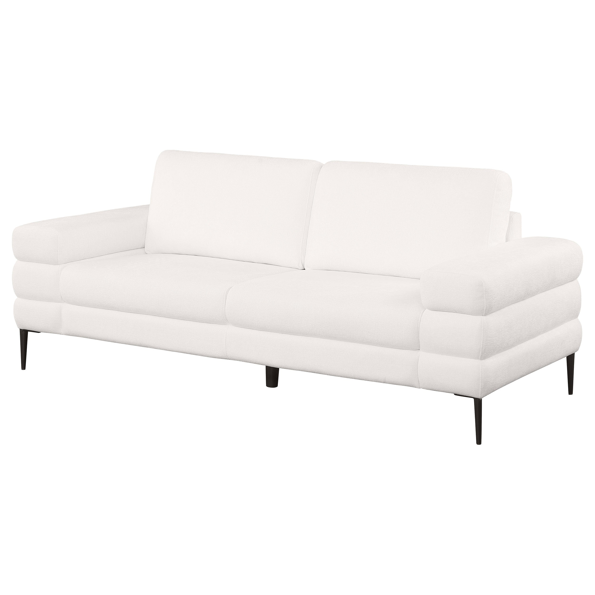 Jessel Chenille Upholstered Track Arm Sofa Ivory — view 4