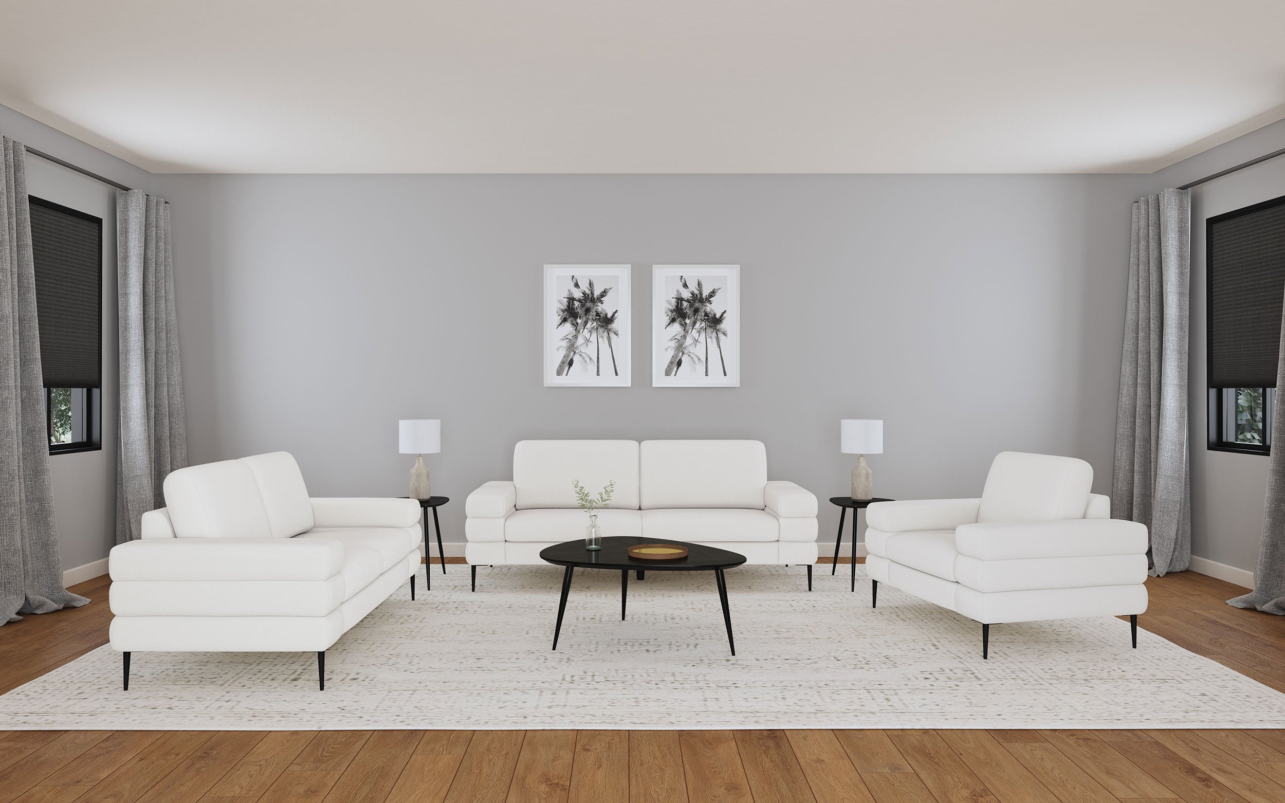 Jessel Chenille Upholstered Track Arm Sofa Ivory — view 11