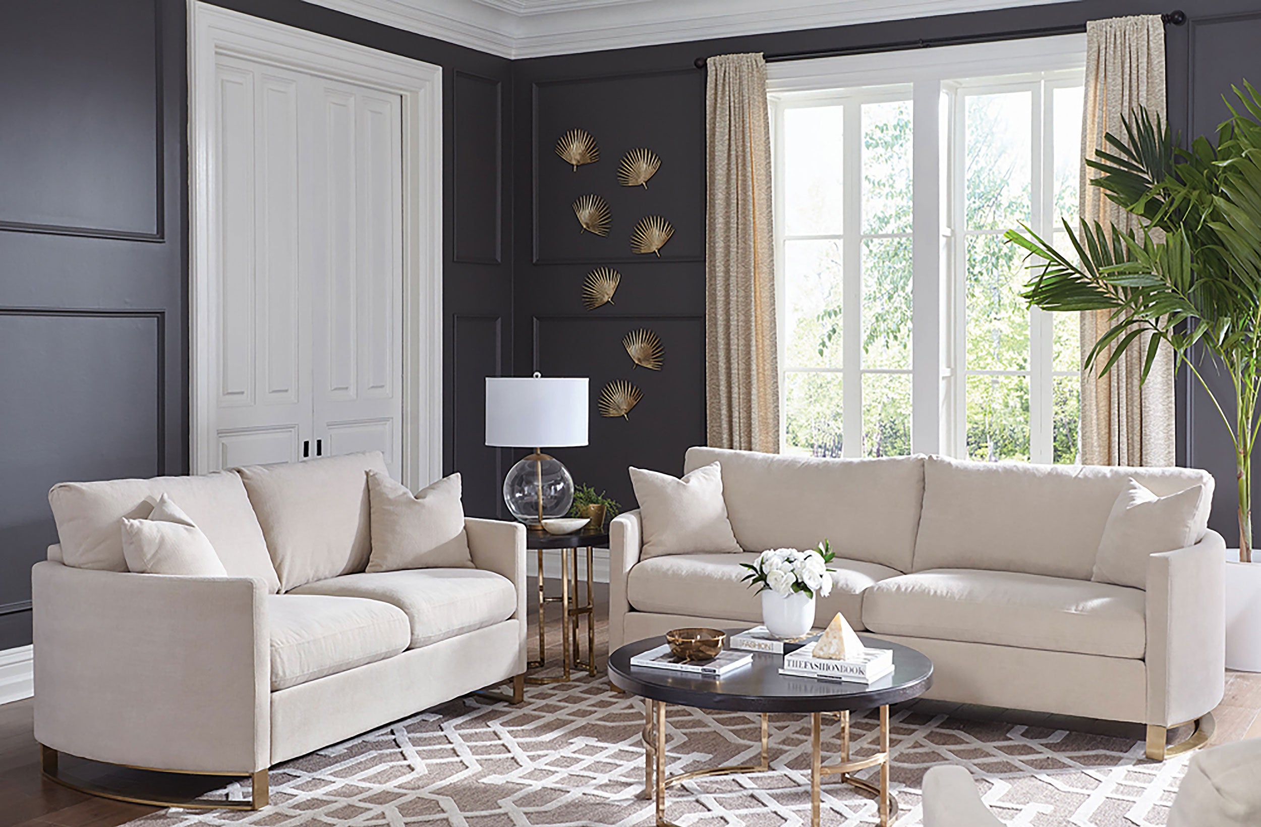 Corliss 2-piece Upholstered Arched Arm Sofa Set Beige — view 1