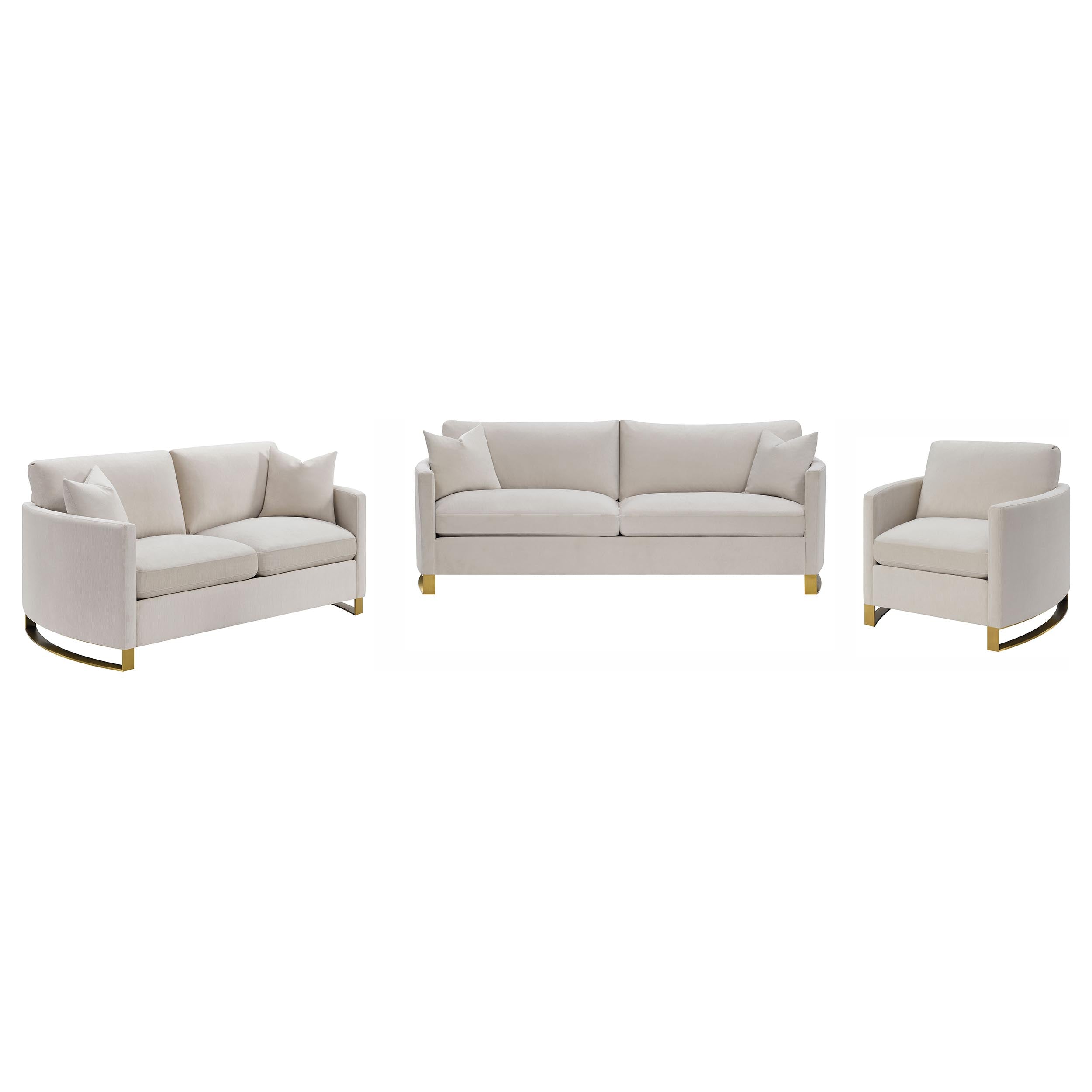 Corliss 3-piece Upholstered Arched Arm Sofa Set Beige — view 2