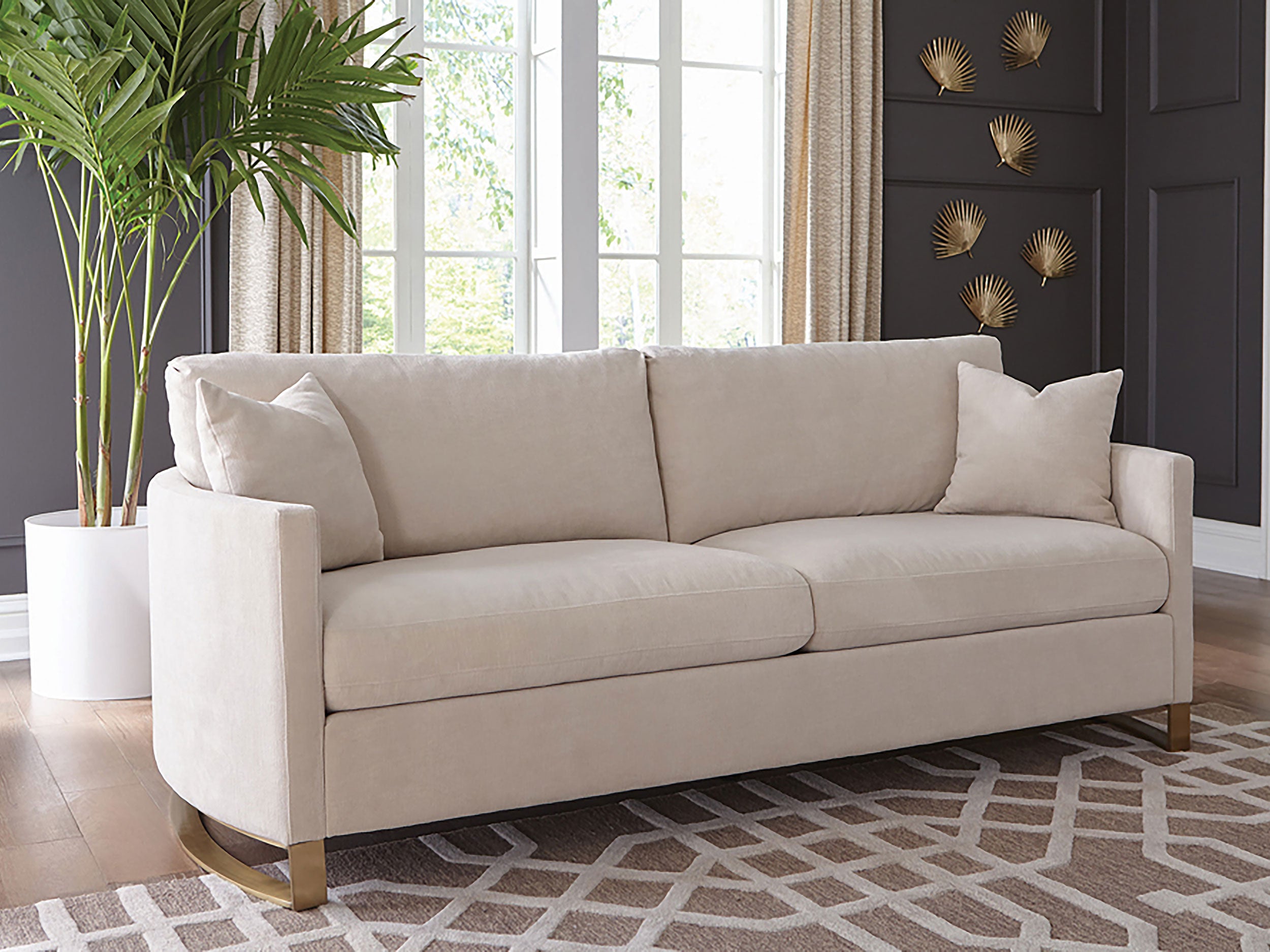 Corliss Upholstered Curved Track Arm Sofa Beige — view 2